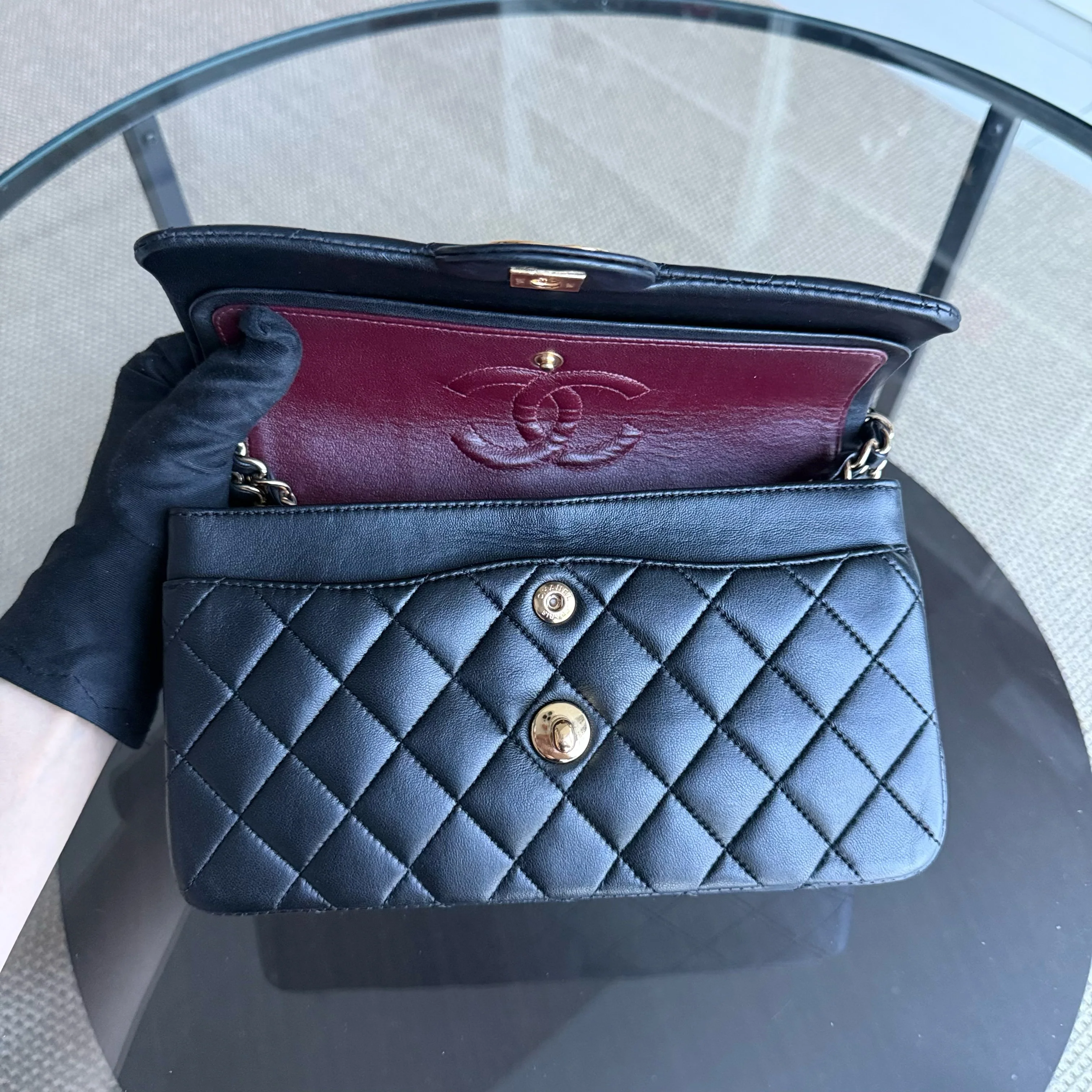 Chanel Classic Flap Small - Quilted Lambskin 23CM Black Gold Hardware Series 13