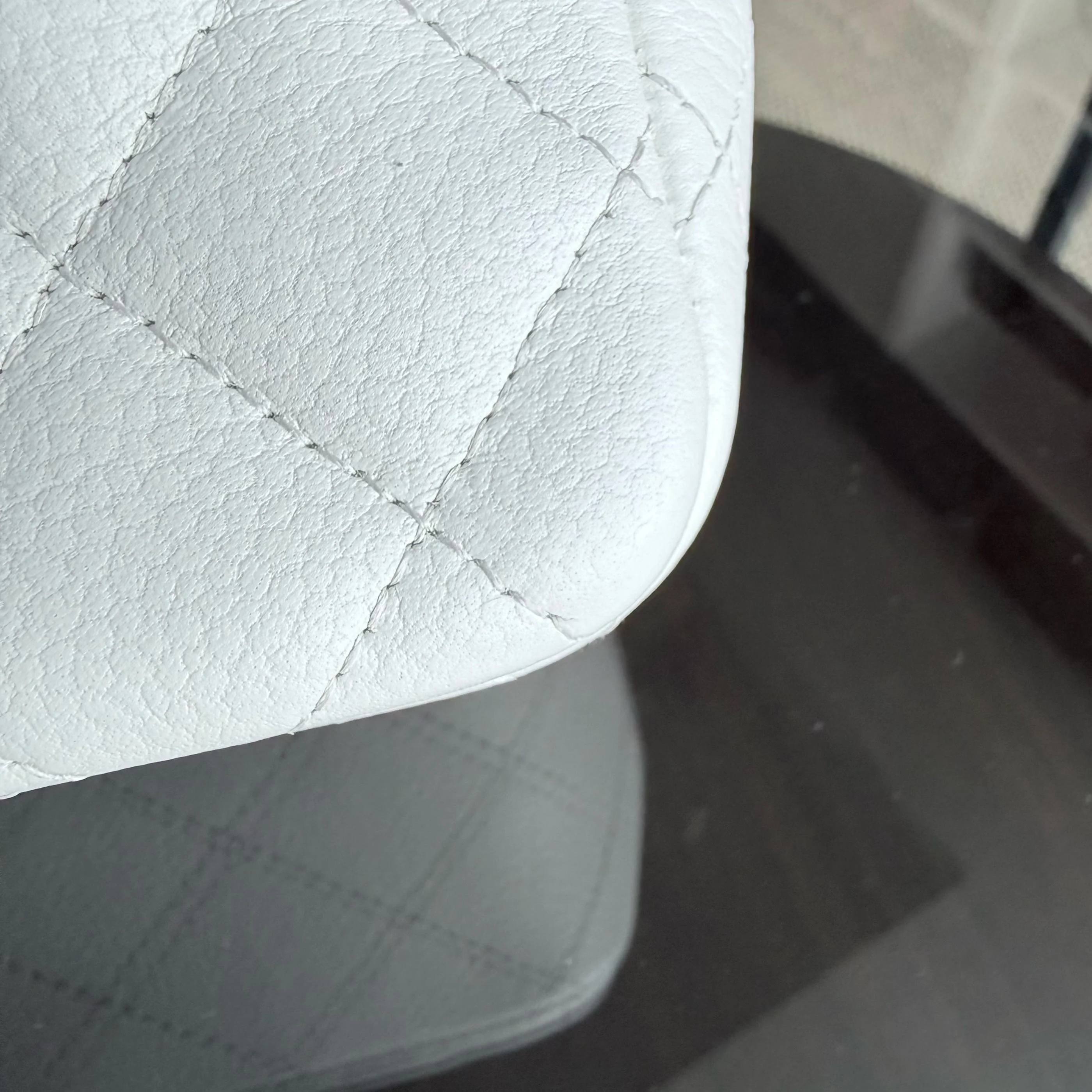 Chanel Classic Flap Mini Square - Caviar Quilted White Silver Hardware Series 18