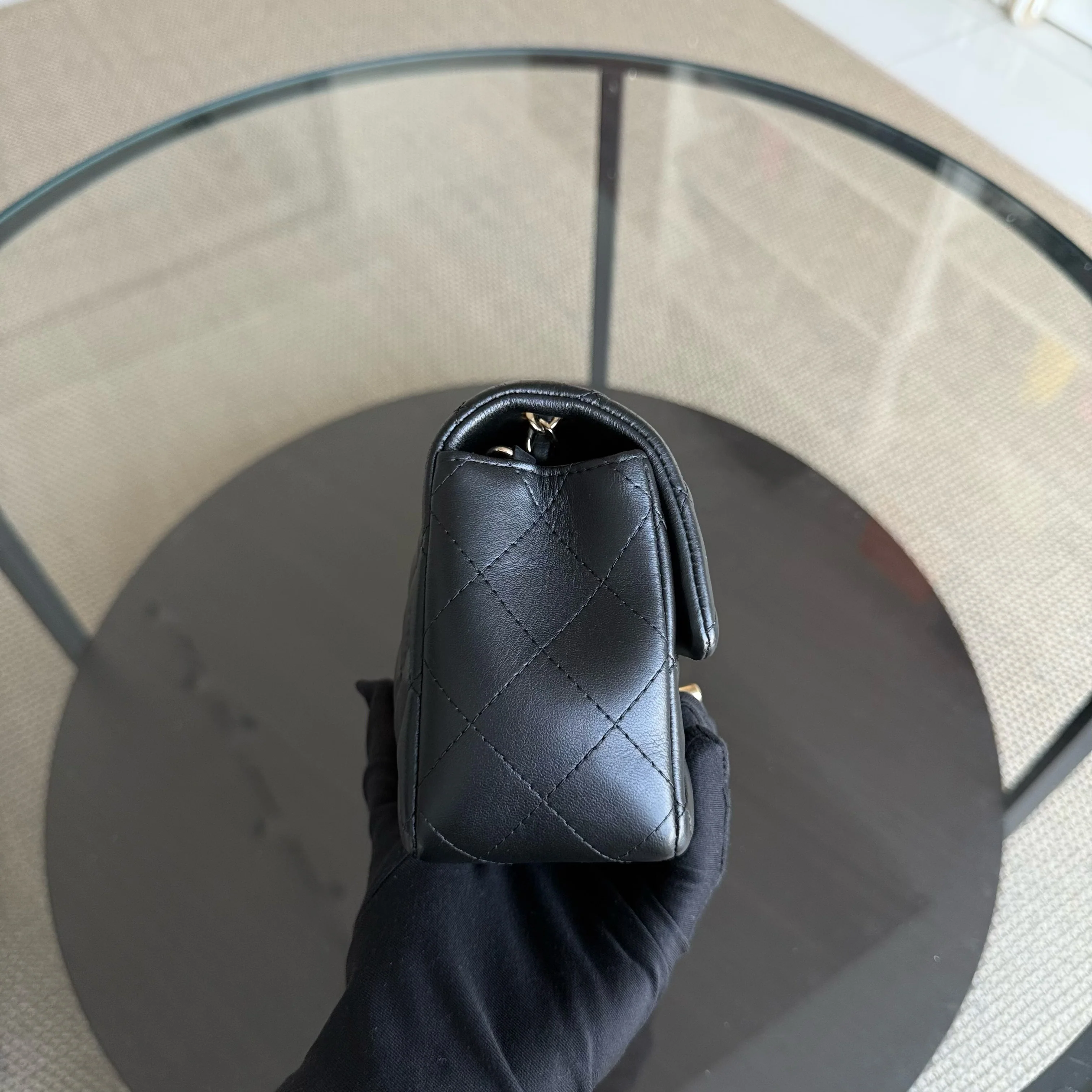 Chanel Classic Flap Mini Rectangle - Quilted Lambskin Black Gold Hardware Series 23