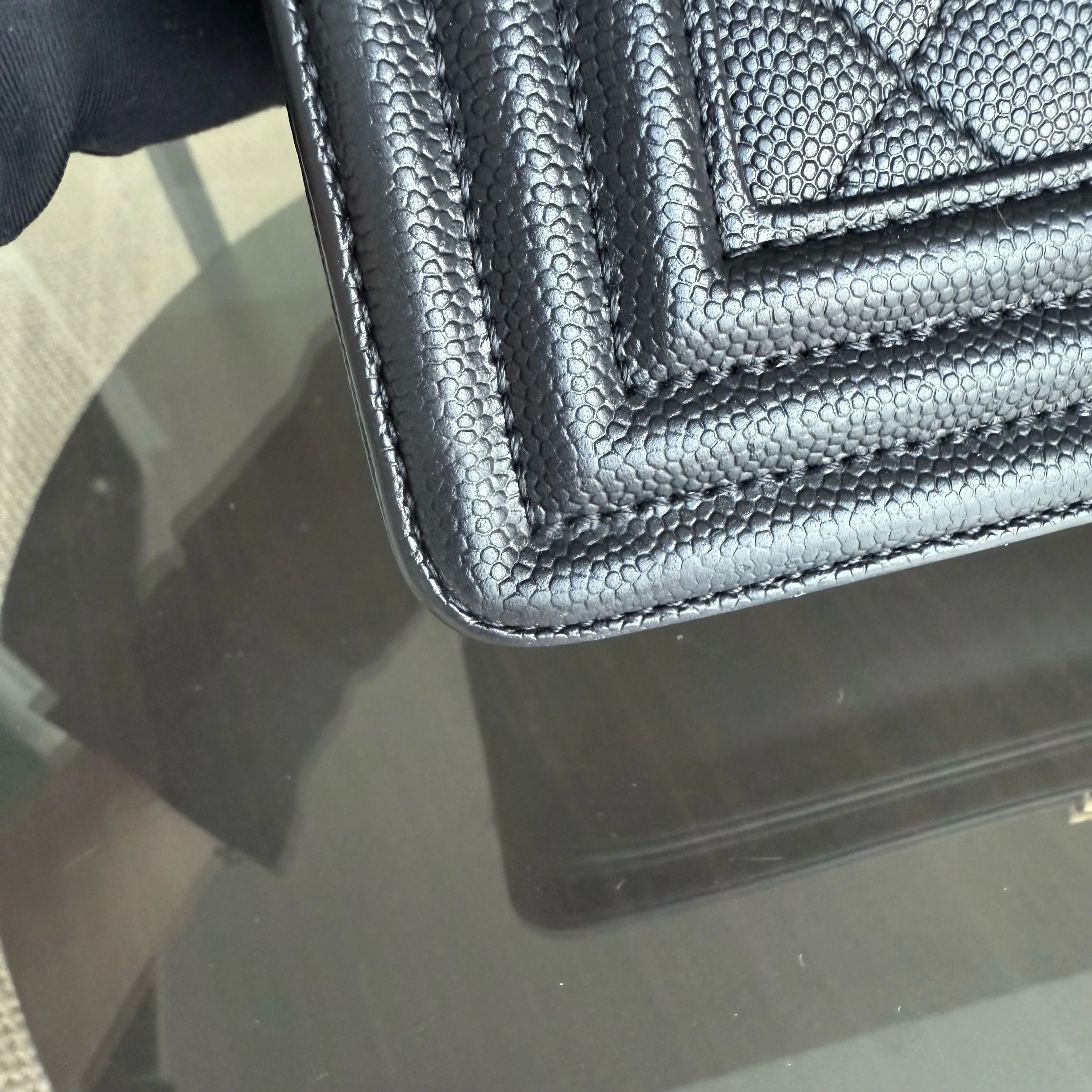 Chanel Boy Medium - Caviar 25CM Quilted Grained Gold Hardware Series 24