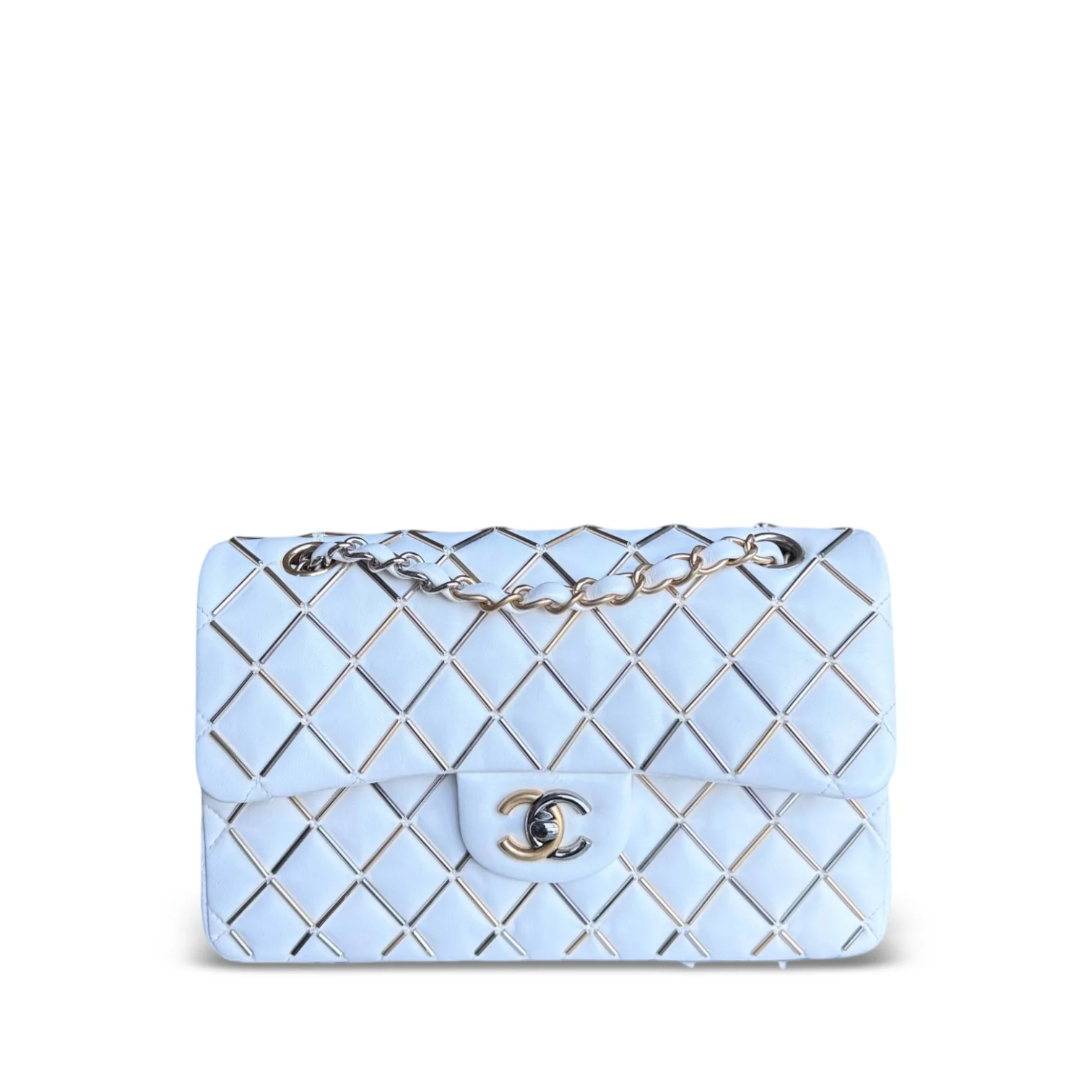 Chanel Classic Flap Small - Lambskin 23CM White Limited Edition Gold Hardware