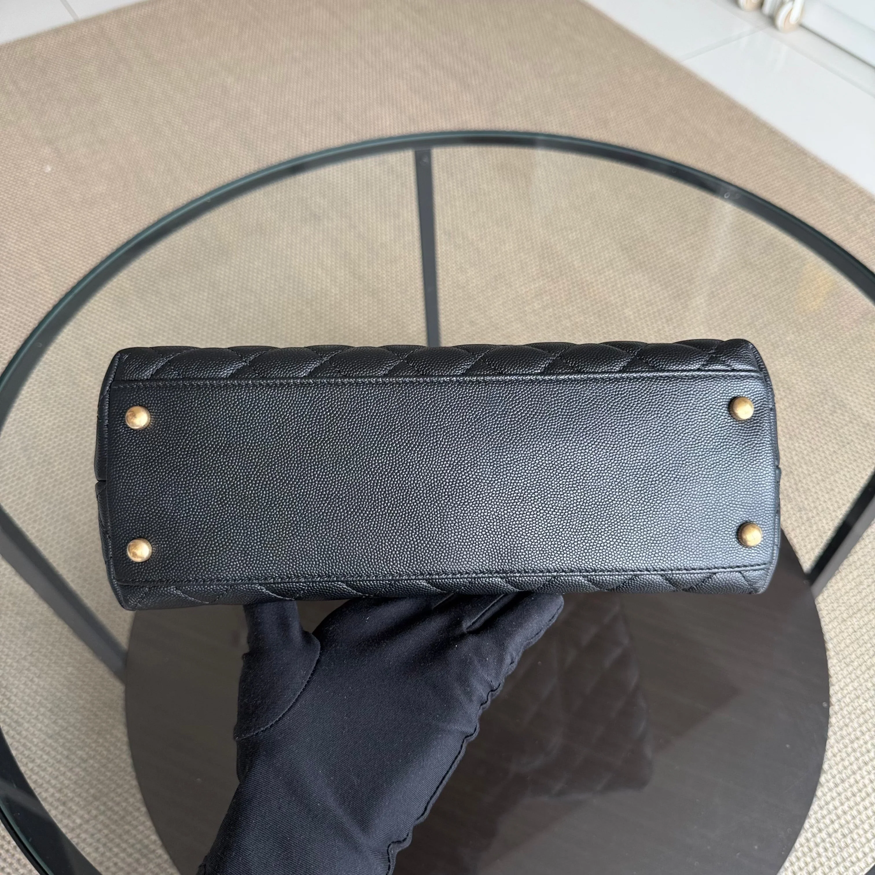 Chanel Coco Handle Medium - Caviar 29CM Quilted Black Gold Hardware Series 27