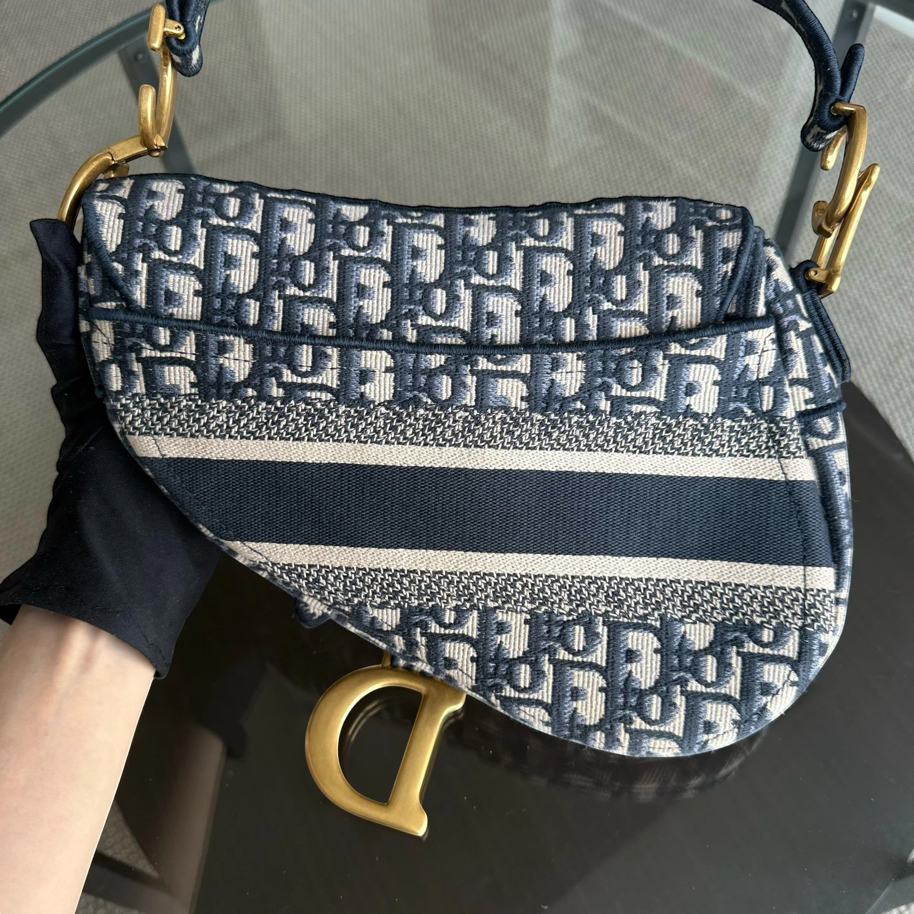 Dior Saddle Medium - Oblique Canvas Monogram Dark Blue Gold Hardware