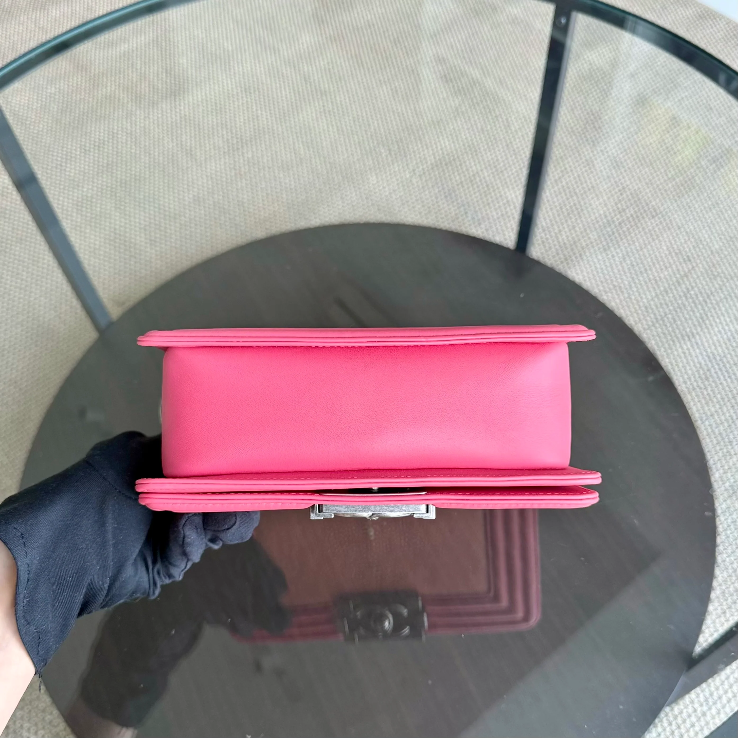 Chanel Boy Small - Stingray Pink Ruthenium Silver Hardware Series 18