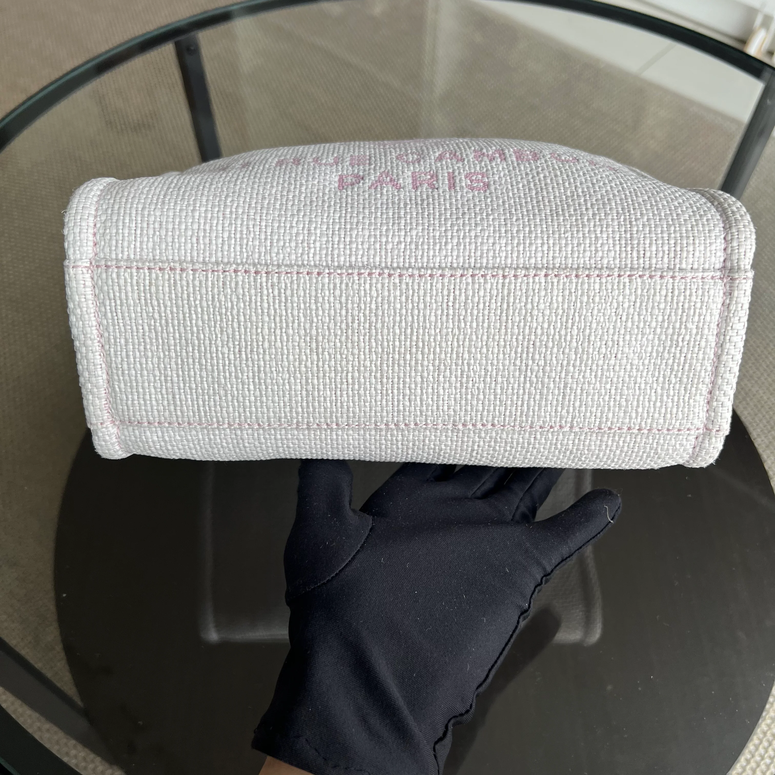 Chanel Deauville Mini - Tote Pink Fabric Silver Hardware Series 21