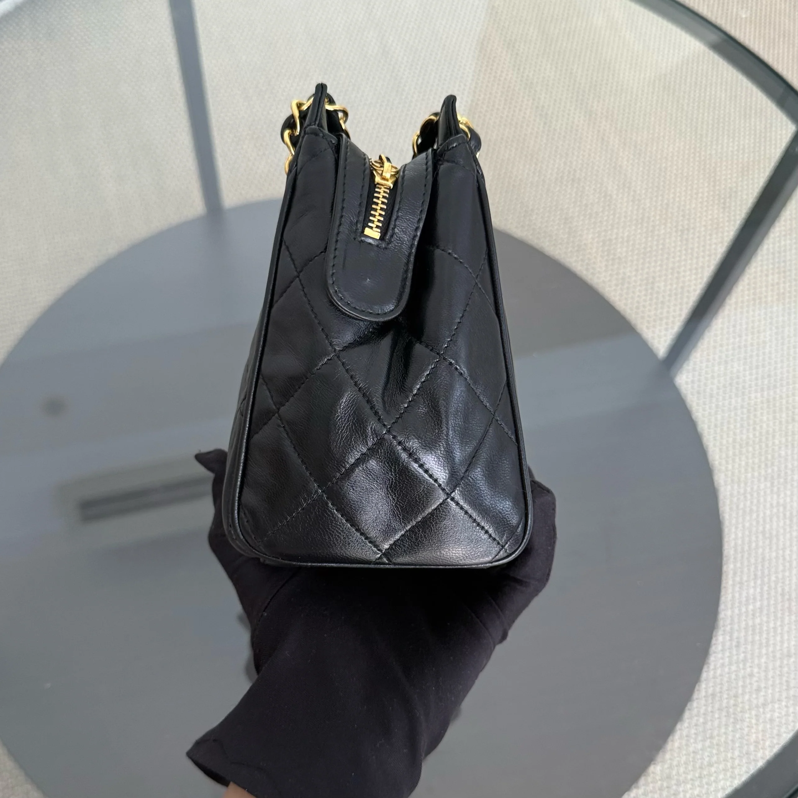 Chanel Clutch With Chain - Lambskin Quilted Black 24K Gold Hardware Series 3