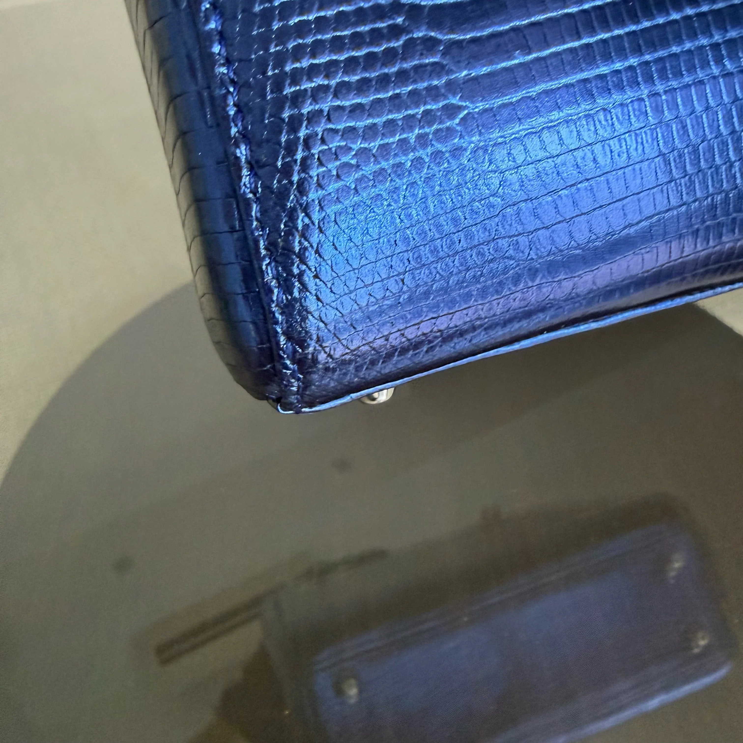 Dior Lady Mini - Exotic Lizard Blue Silver Hardware