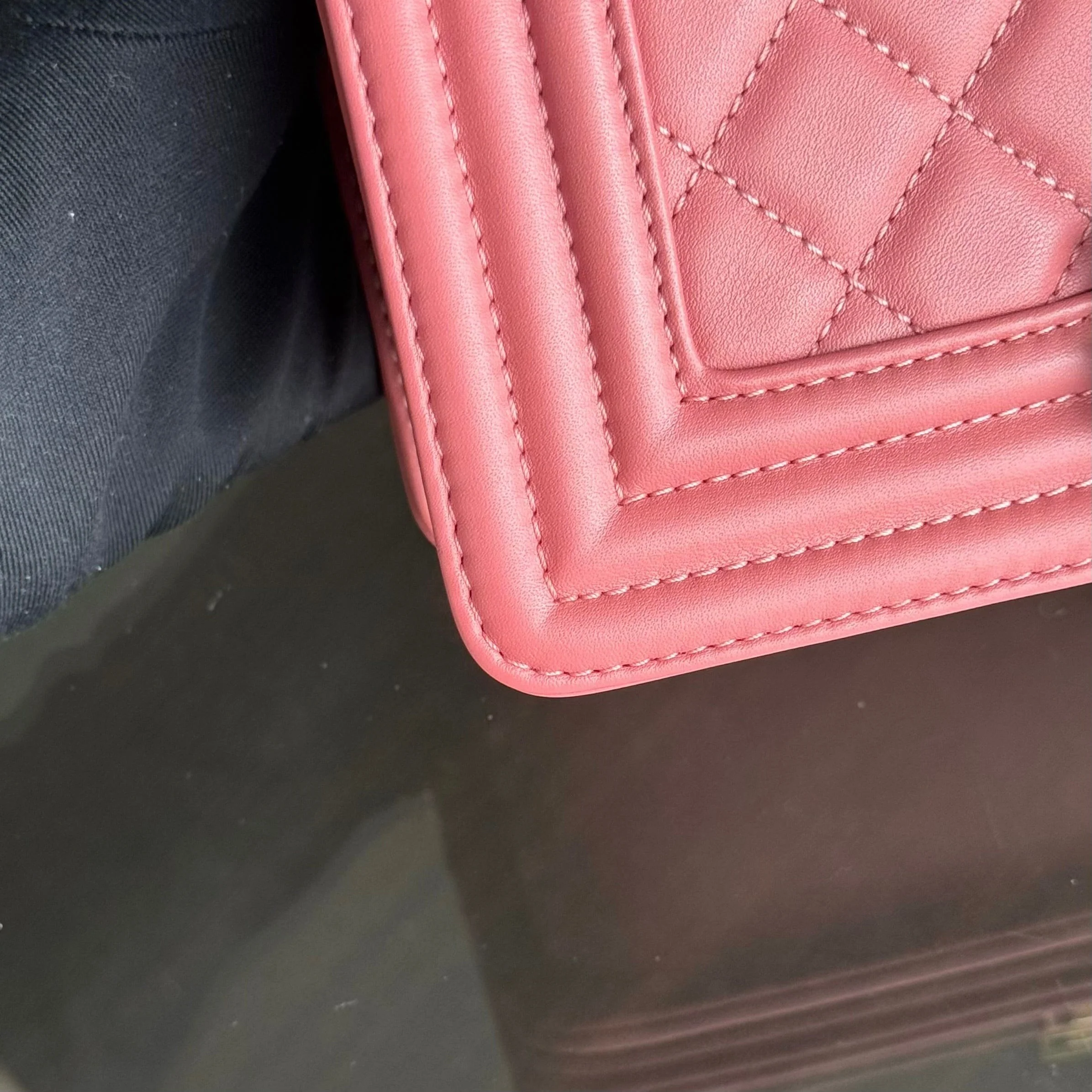 Chanel Boy Small - 20CM Quilted Calfskin Pink Gold Hardware Series 28