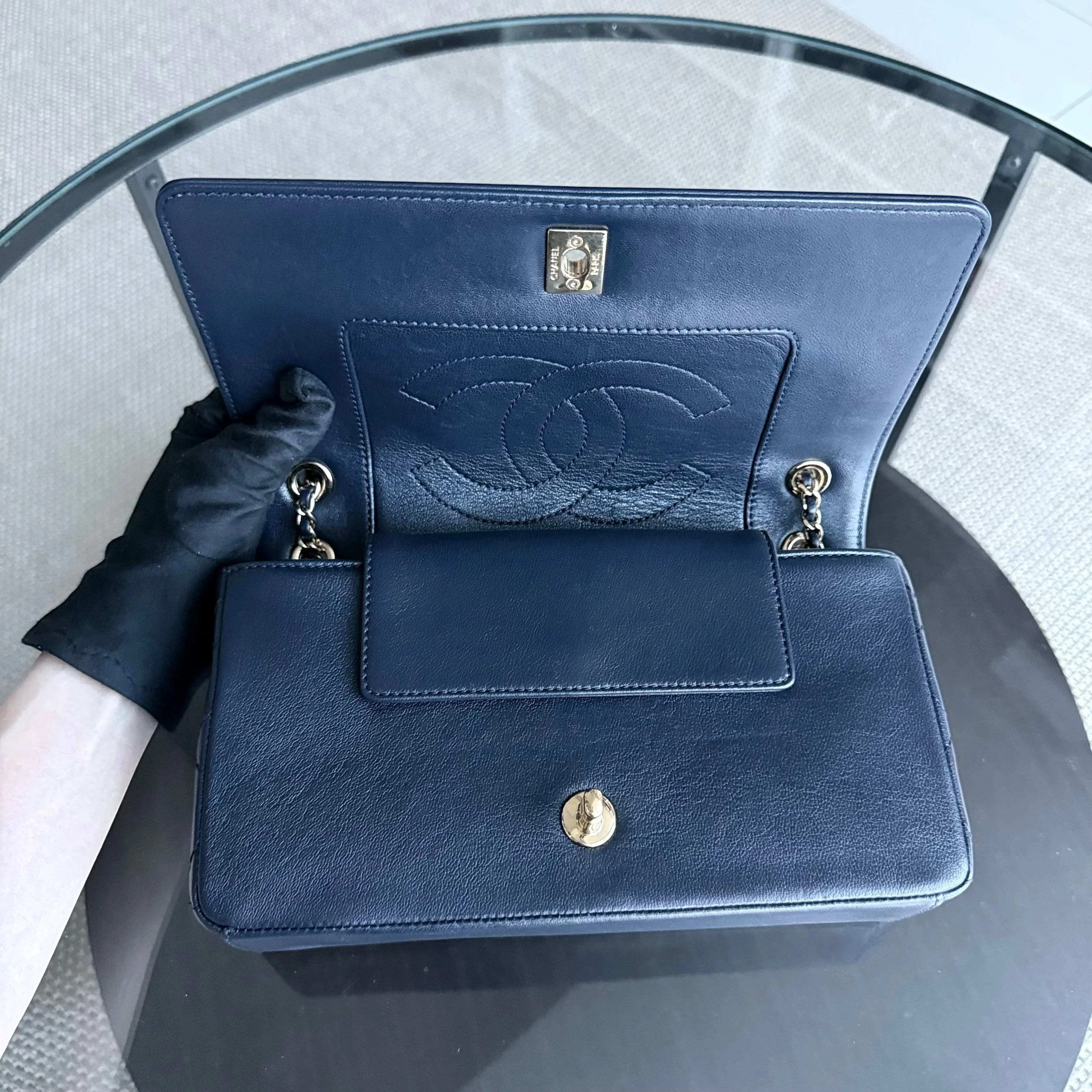 Chanel Mademoiselle Seasonal Flap - Cannage Calfskin Blue Gold Hardware Series 21