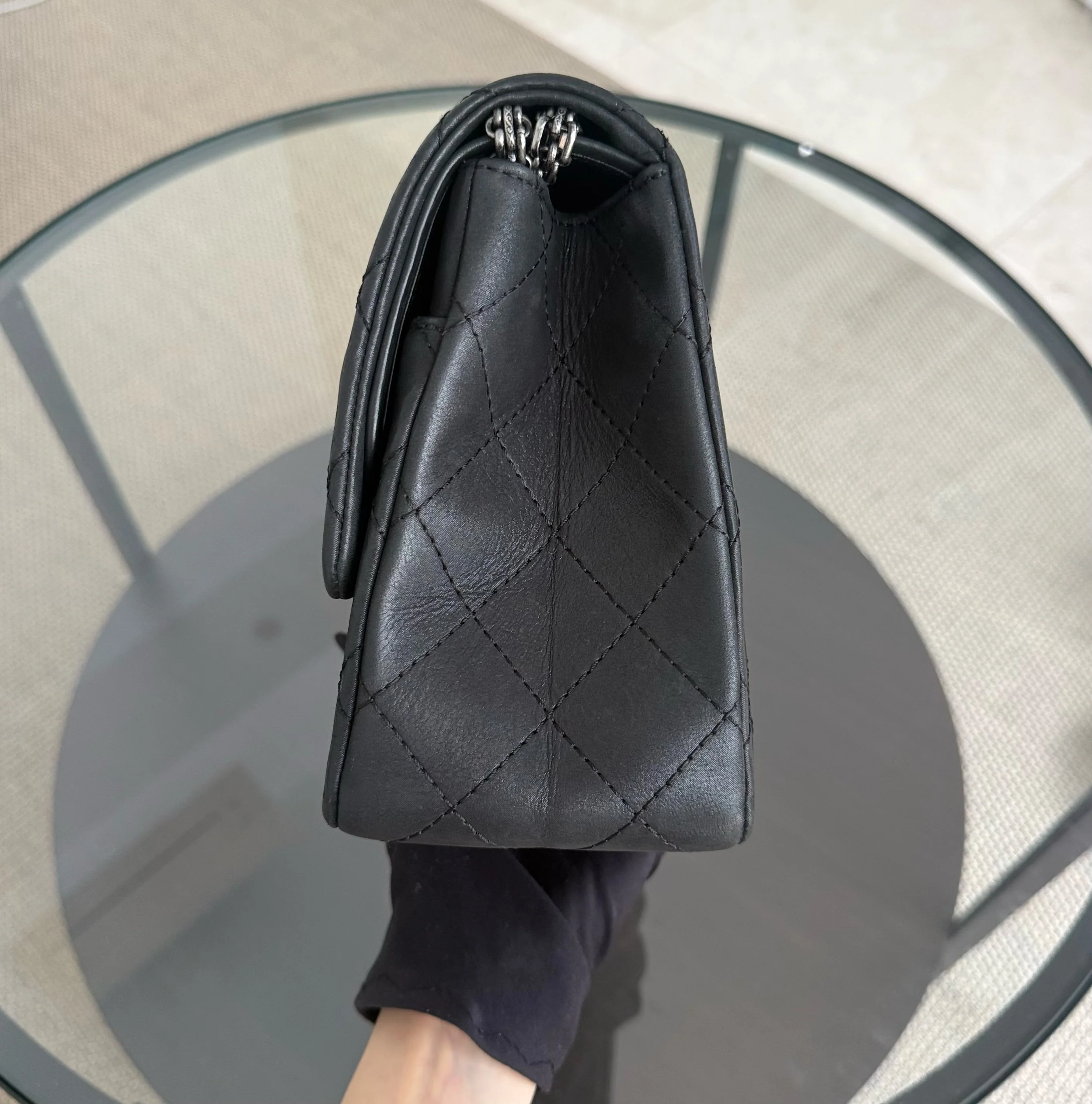 Chanel 2.55 Reissue 227 Large - Cannage Calfskin Black Ruthenium Silver Hardware Series 14