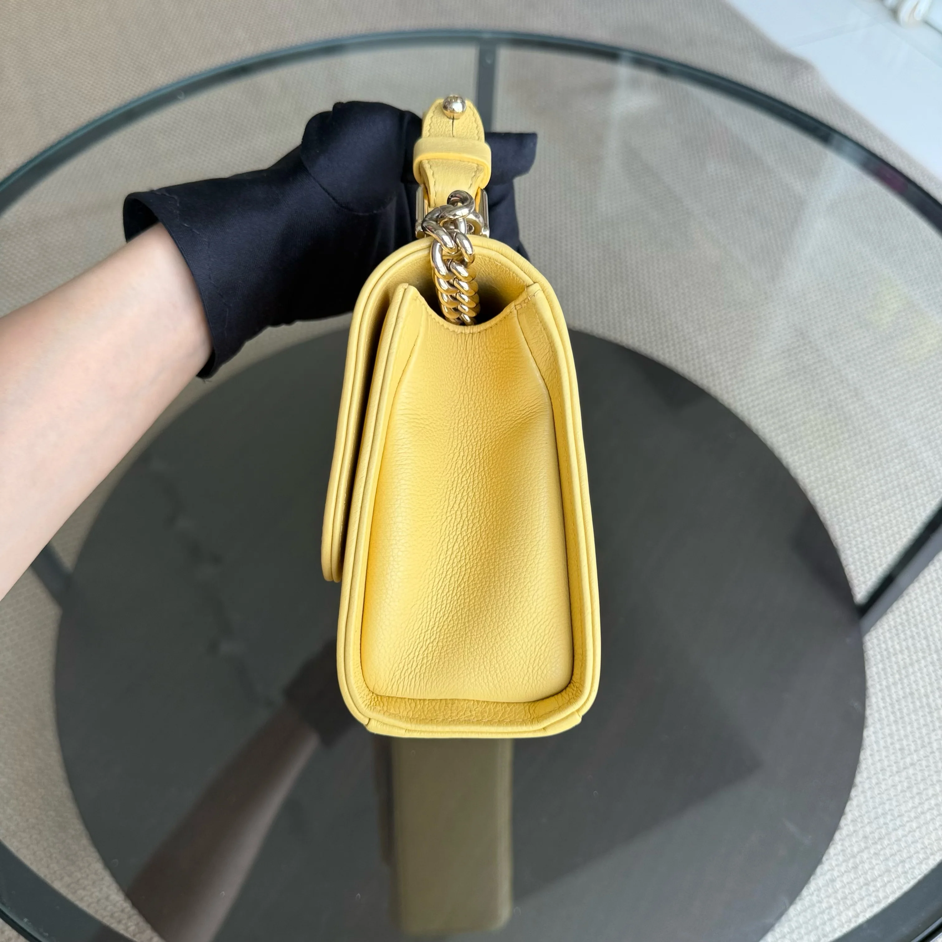 Chanel Label Click Small - Quilted Grained Calfskin Yellow Gold Hardware Series 23