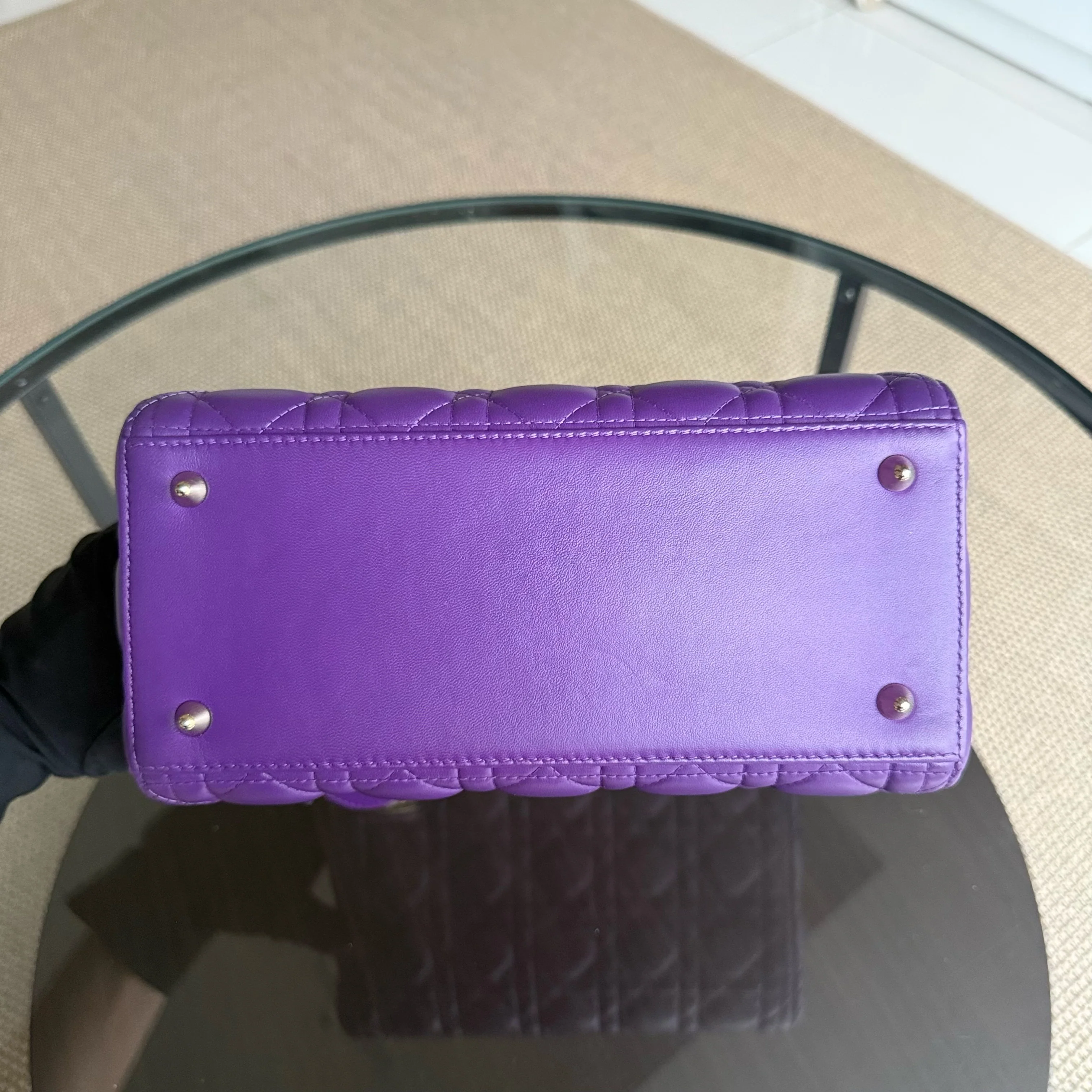 Dior Lady Medium - Cannage Lambskin Purple Silver Hardware