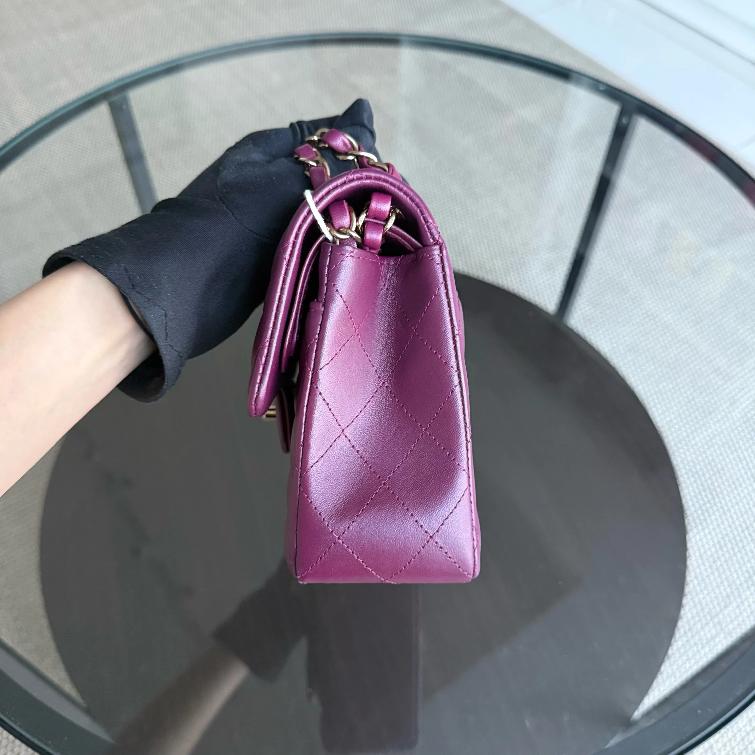 Chanel Classic Flap Small - Lambskin 23CM Quilted Purple Gold Hardware Microchip