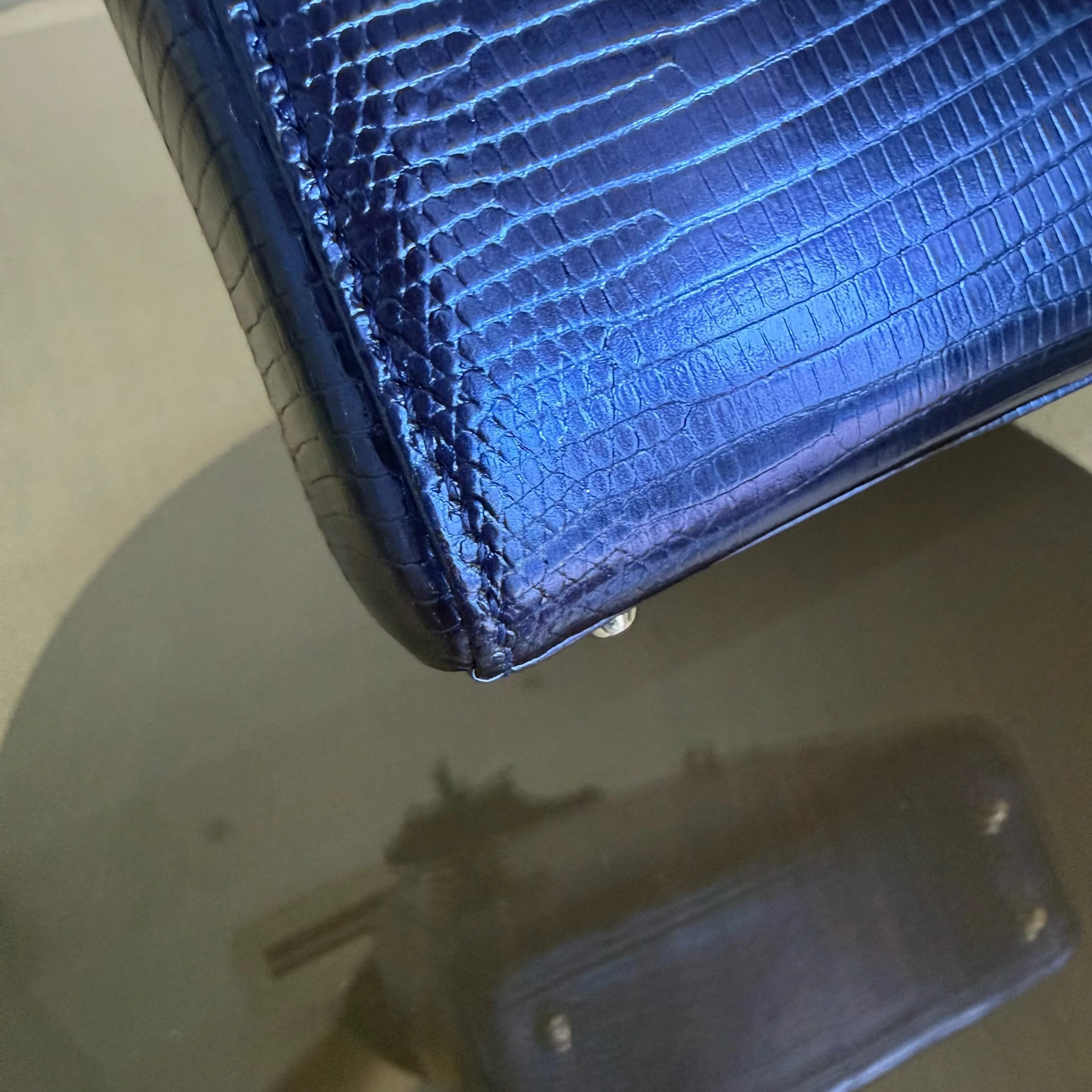 Dior Lady Mini - Exotic Lizard Blue Silver Hardware