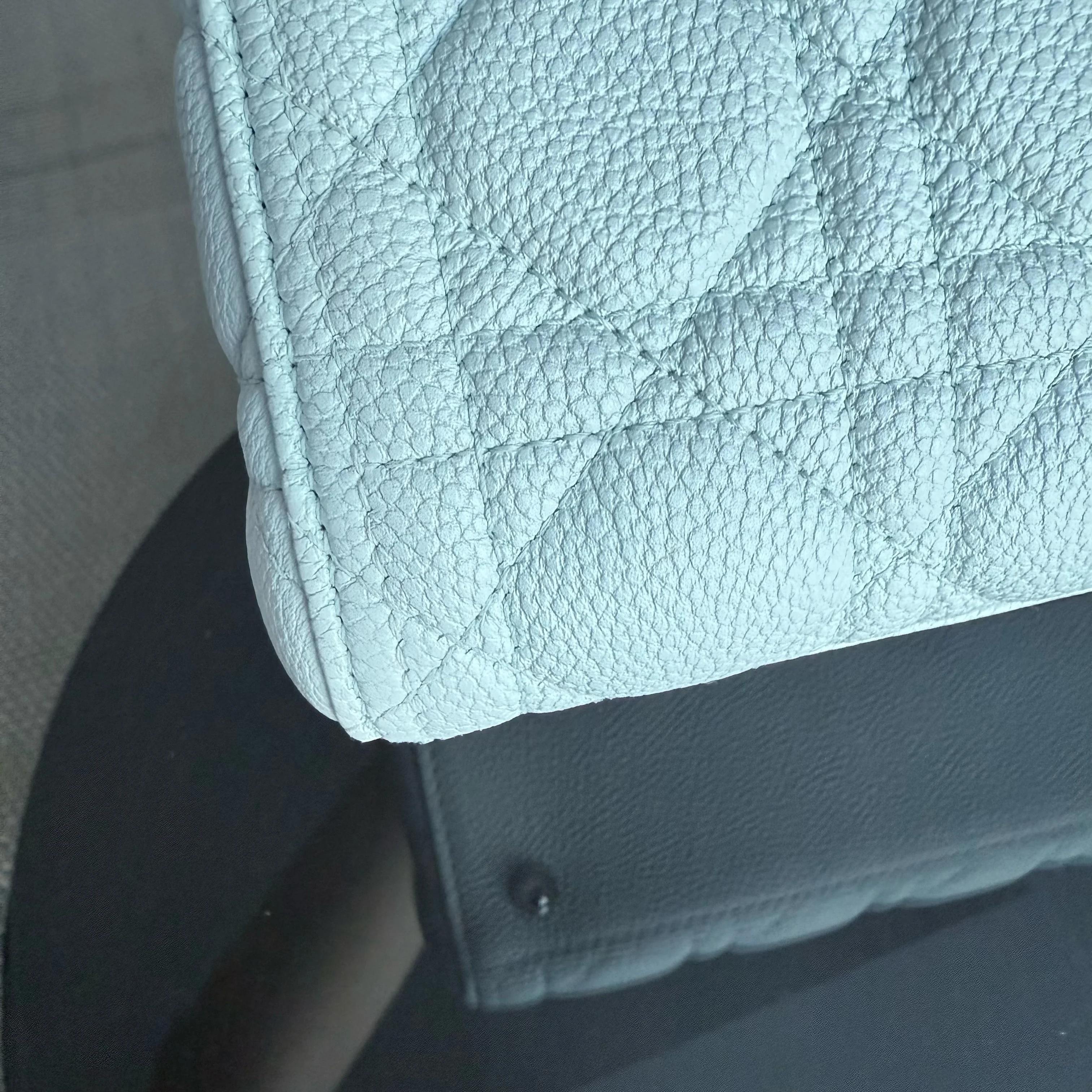 Dior Lady Medium Caviar - Grained Calfskin Cannage Glacier White Ice Blue Silver Hardware