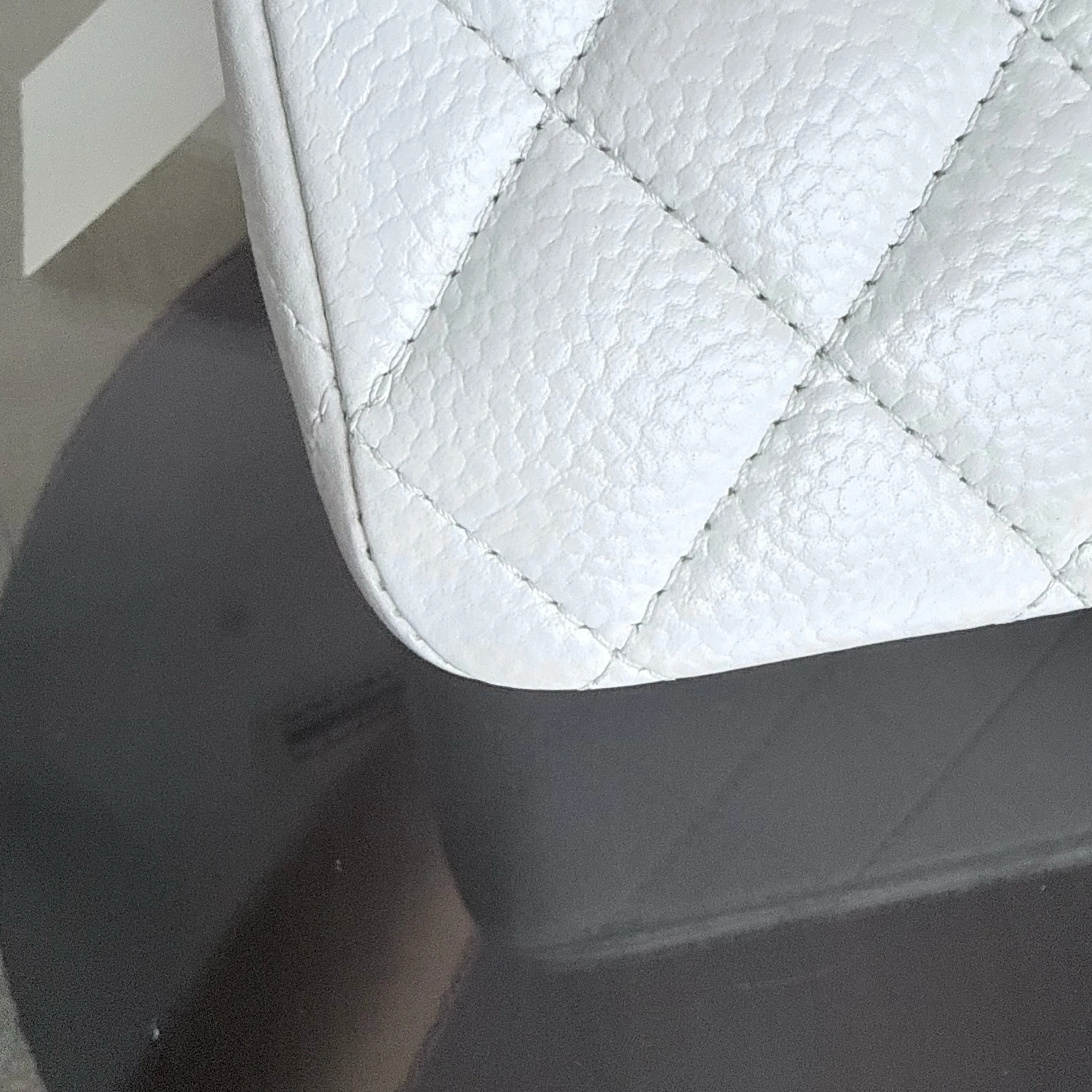 Chanel Classic Flap Medium - Caviar Quilted White Silver Hardware Series 18