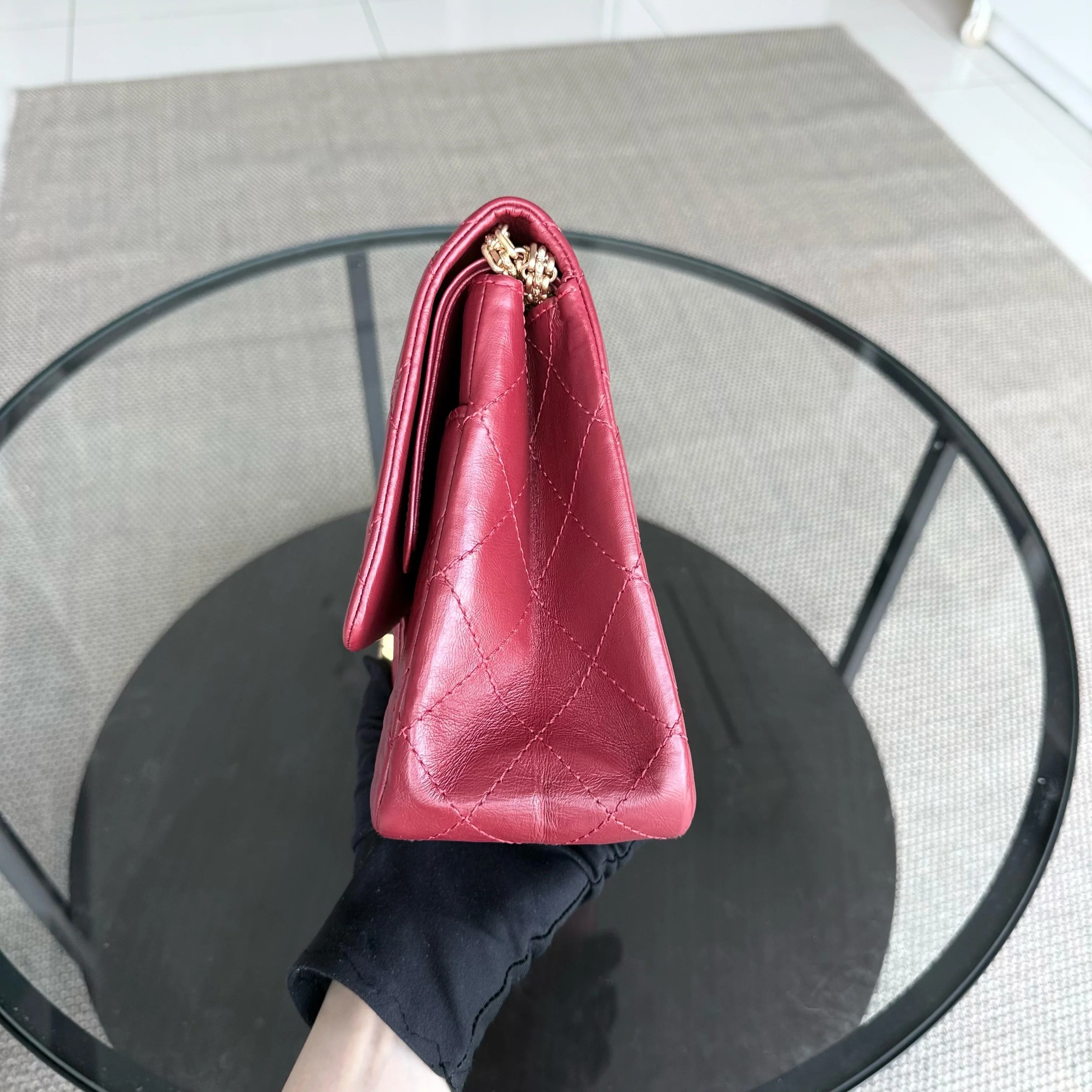 Chanel 2.55 Reissue 227 - Quilted Aged Calfskin Dark Red Gold Hardware Series 21