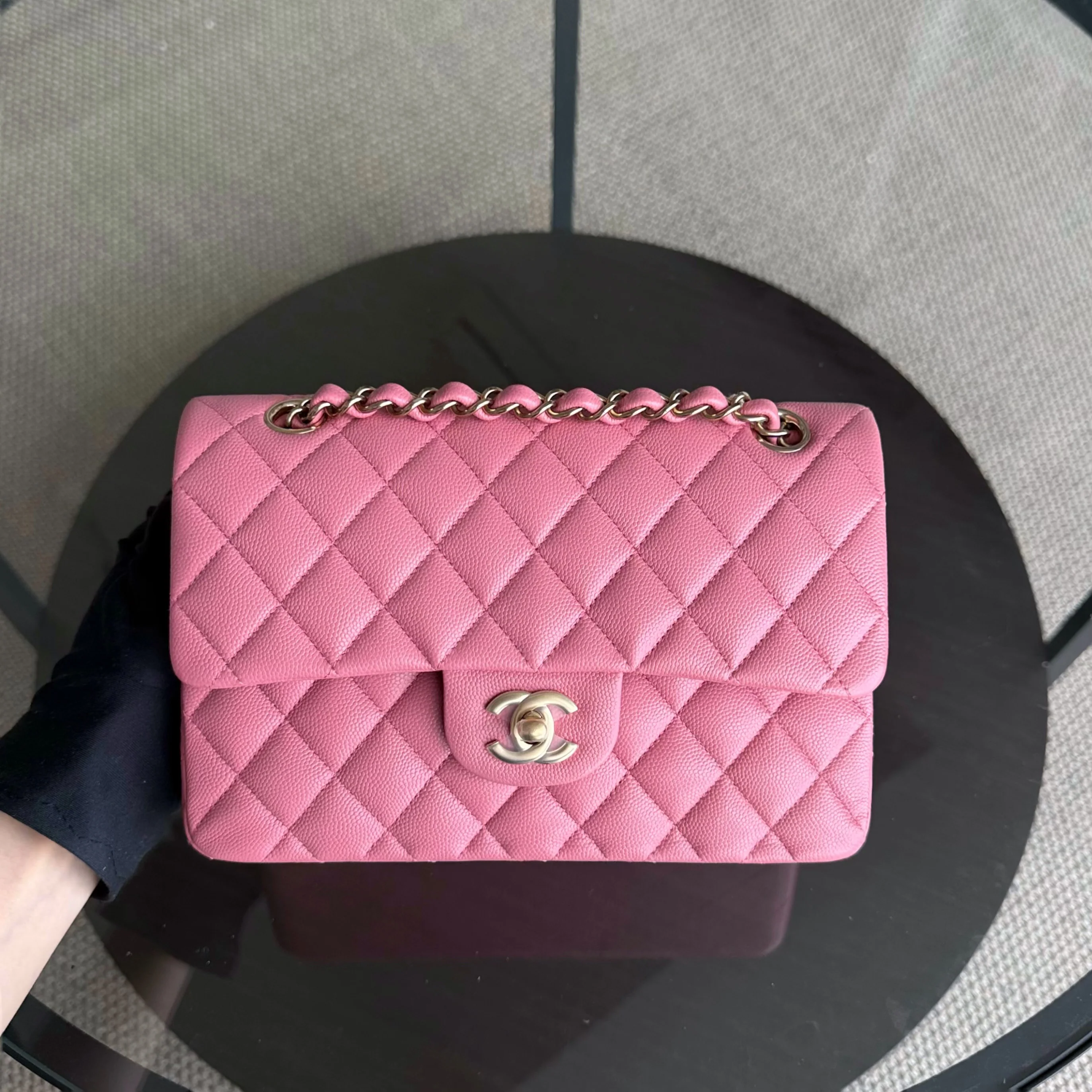 Chanel Classic Flap Small - Caviar 23CM Quilted Pink Gold Hardware Microchip