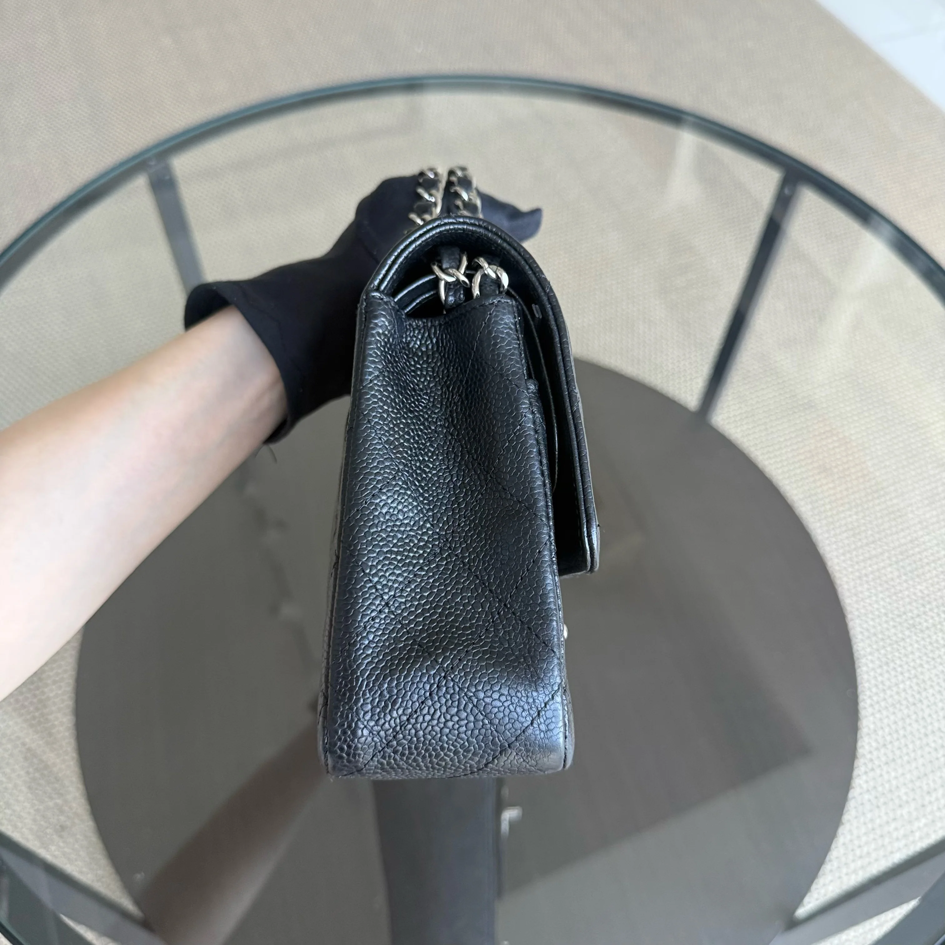 Chanel Classic Flap Medium - Caviar 25CM Quilted Grained Calfskin Black Silver Hardware Series 13