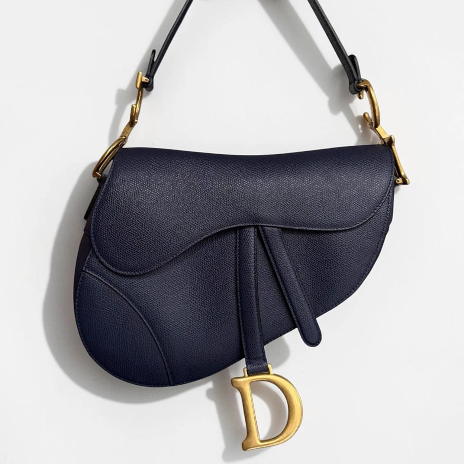 Dior Saddle Medium - Caviar Dark Blue Gold Hardware