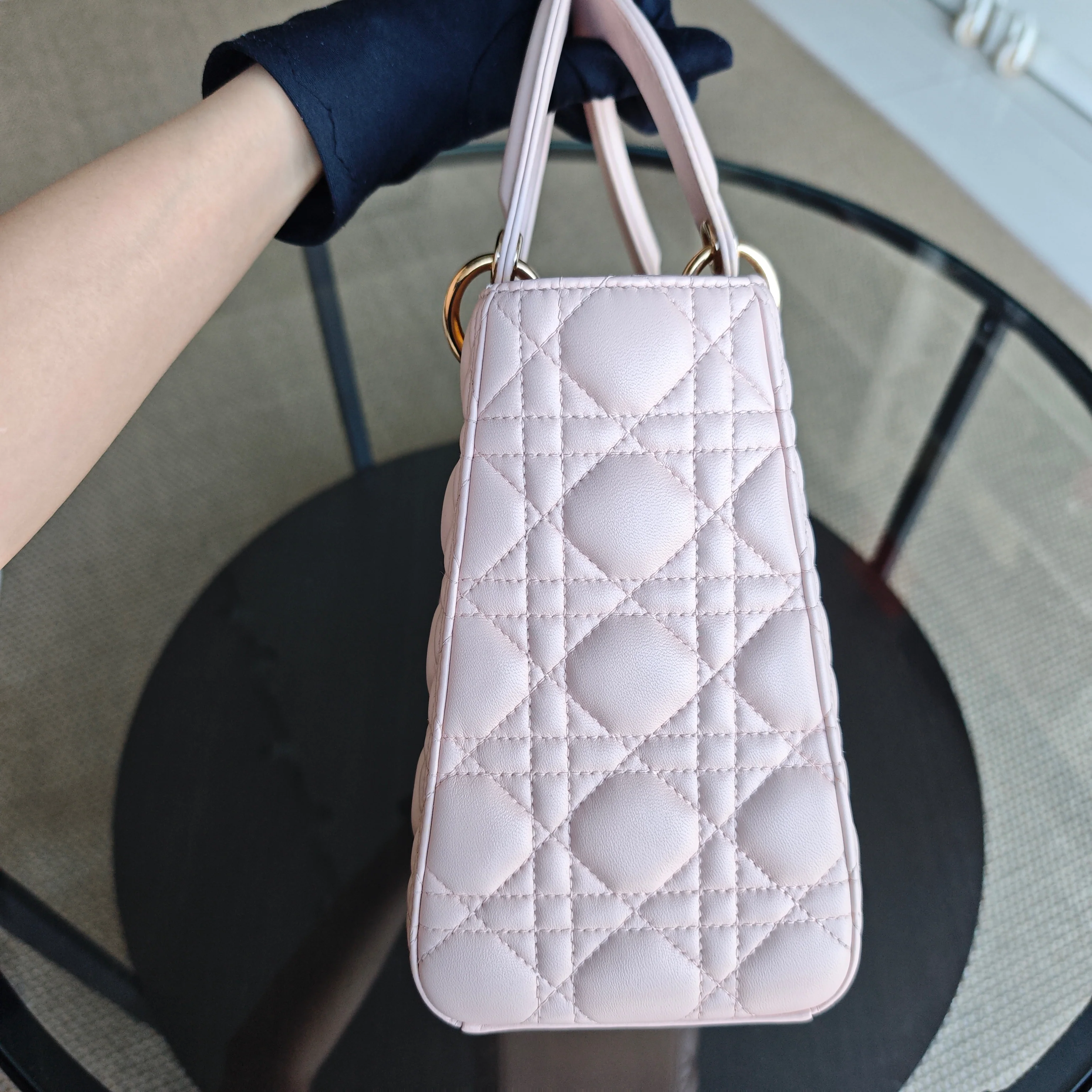 Dior Lady Medium - Cannage Lambskin Sakura Pink Gold Hardware NO STRAP