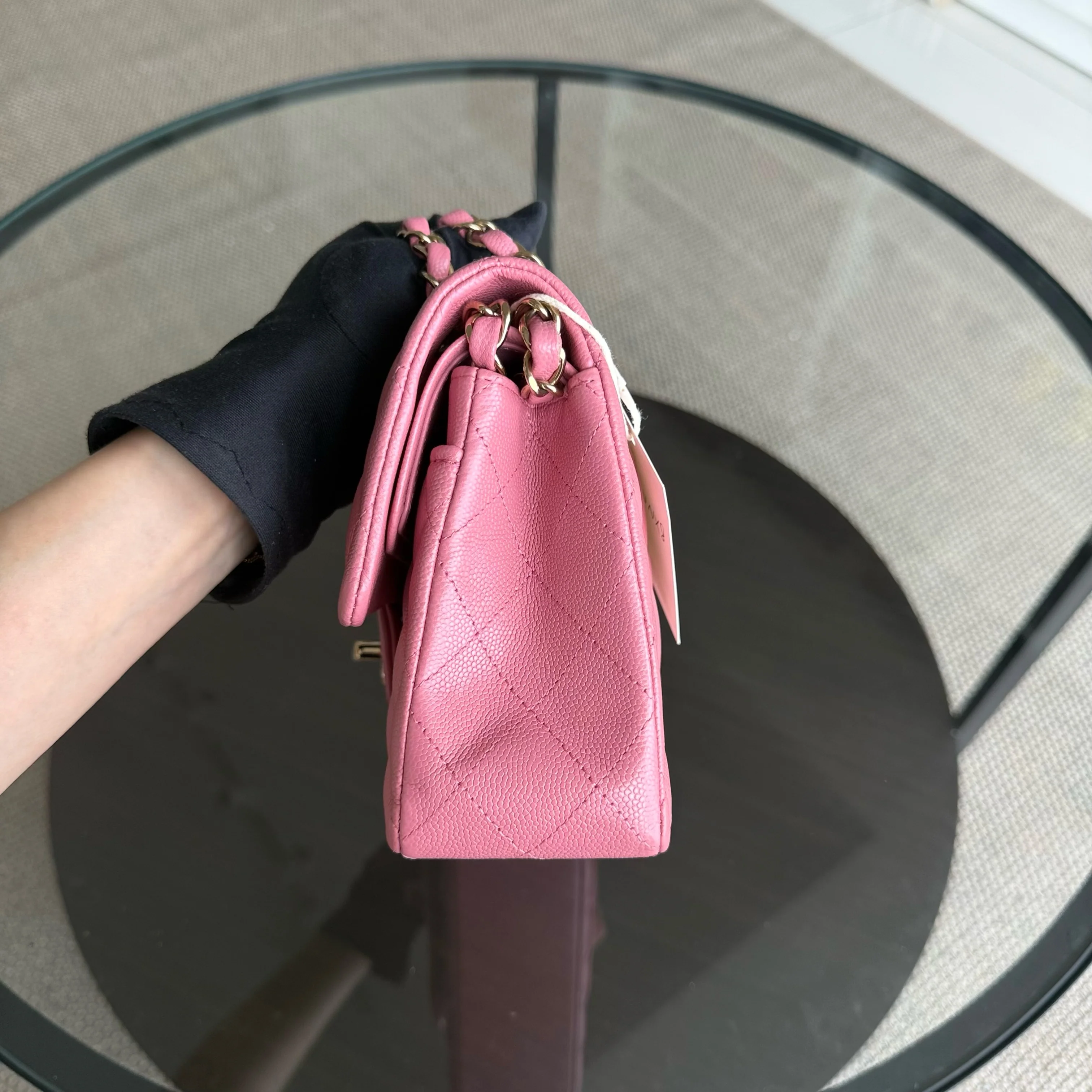 Chanel Classic Flap Small - Caviar 23CM Quilted Pink Gold Hardware Microchip