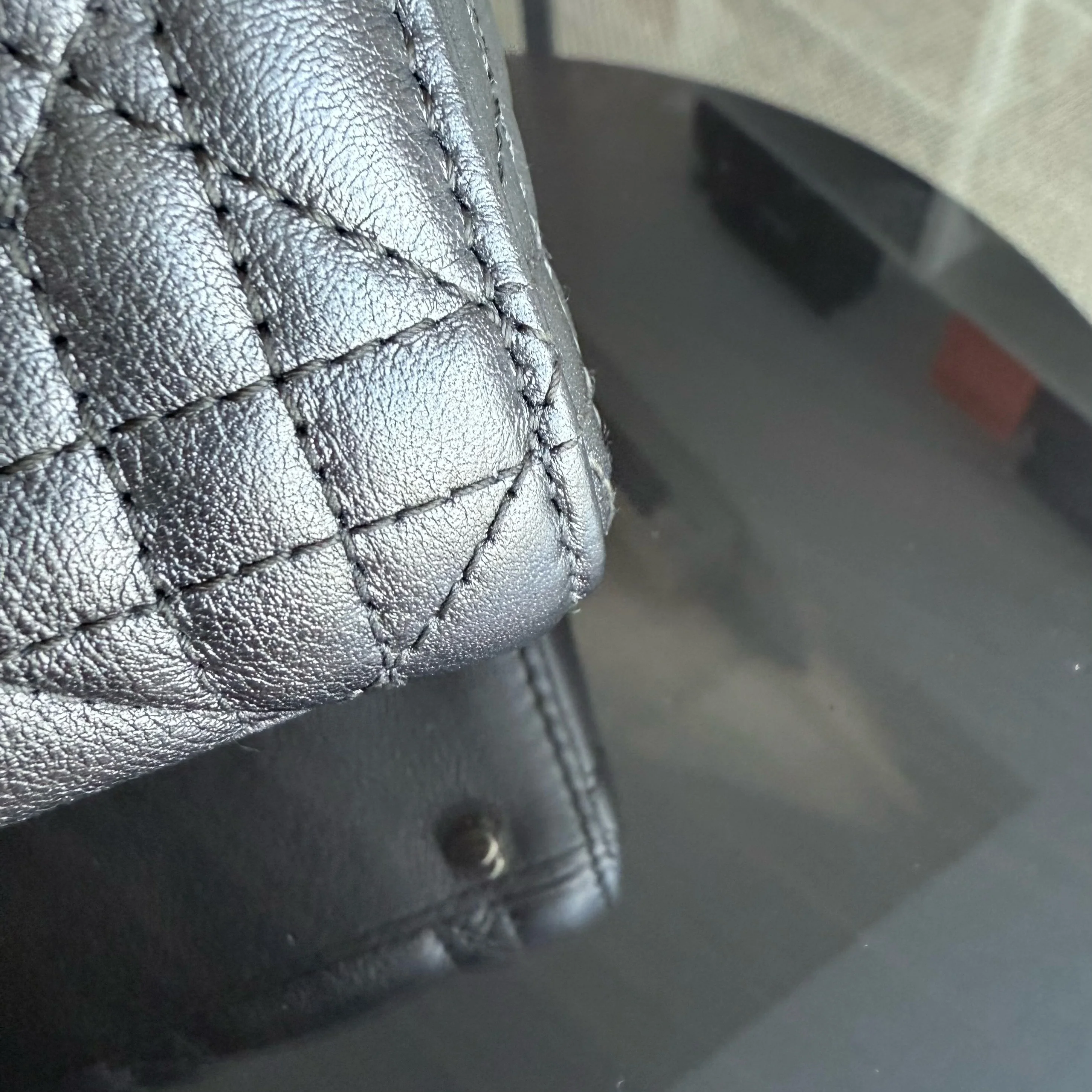 Dior Lady Mini - Cannage Calfskin Gunmetal Gold Hardware Chain Strap