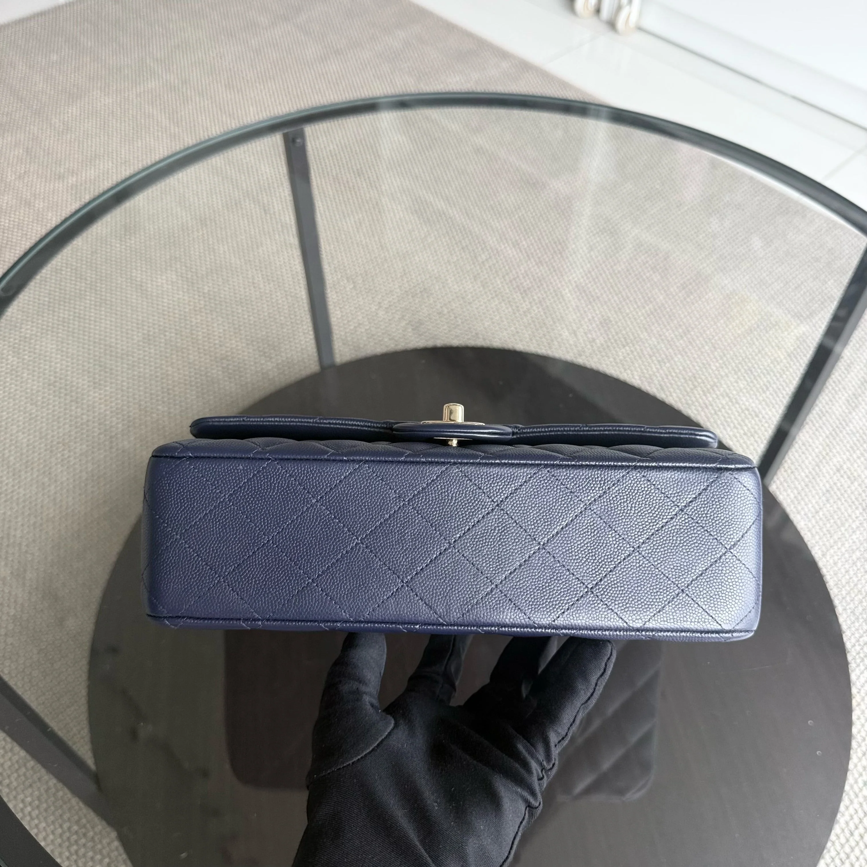 Chanel Classic Flap Medium - Caviar 25CM Quilted Dark Midnight Blue Gold Hardware Series 31