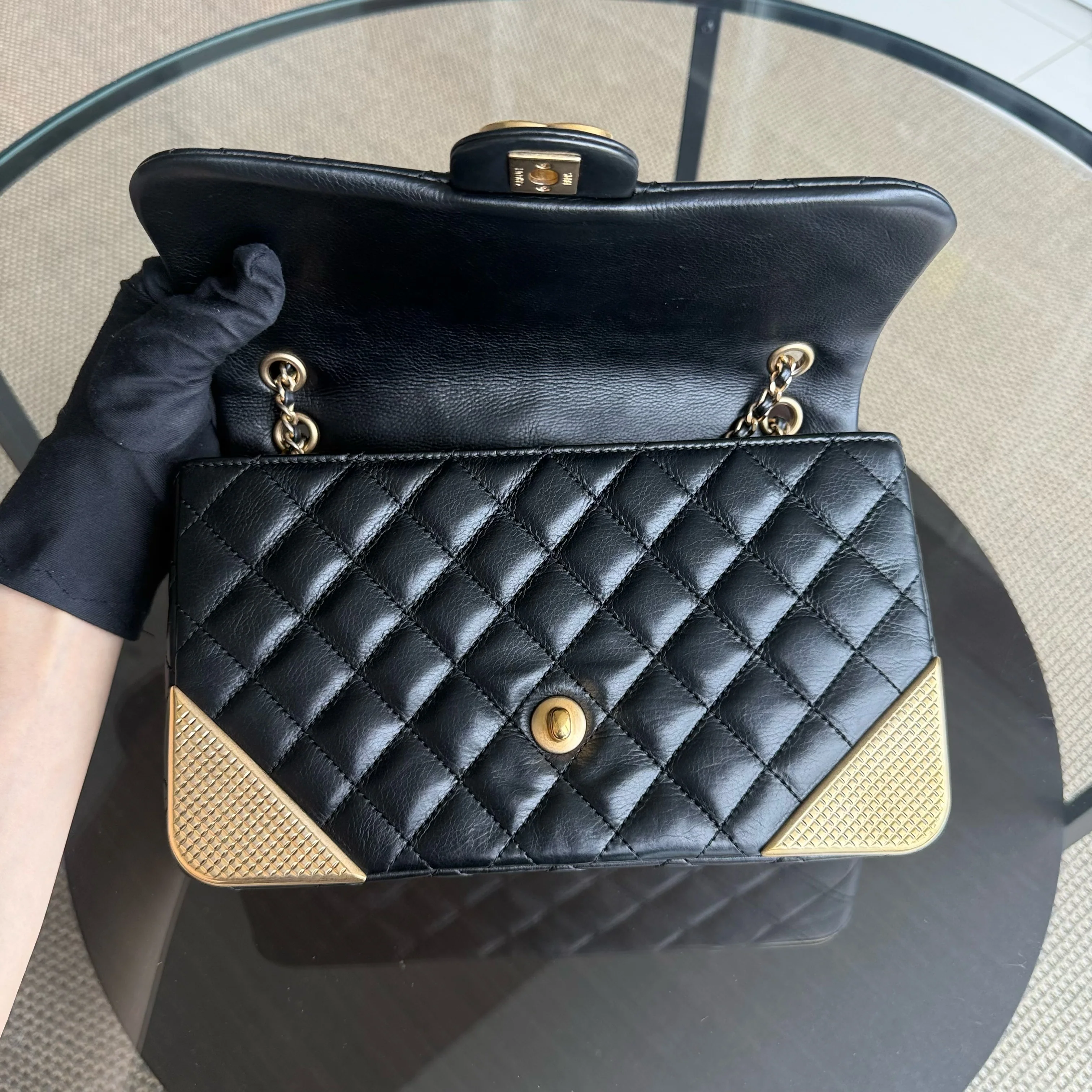 Chanel Classic Flap Seasonal  Medium- Rock The Corner Quilted Calfskin Black Gold Hardware Series 24
