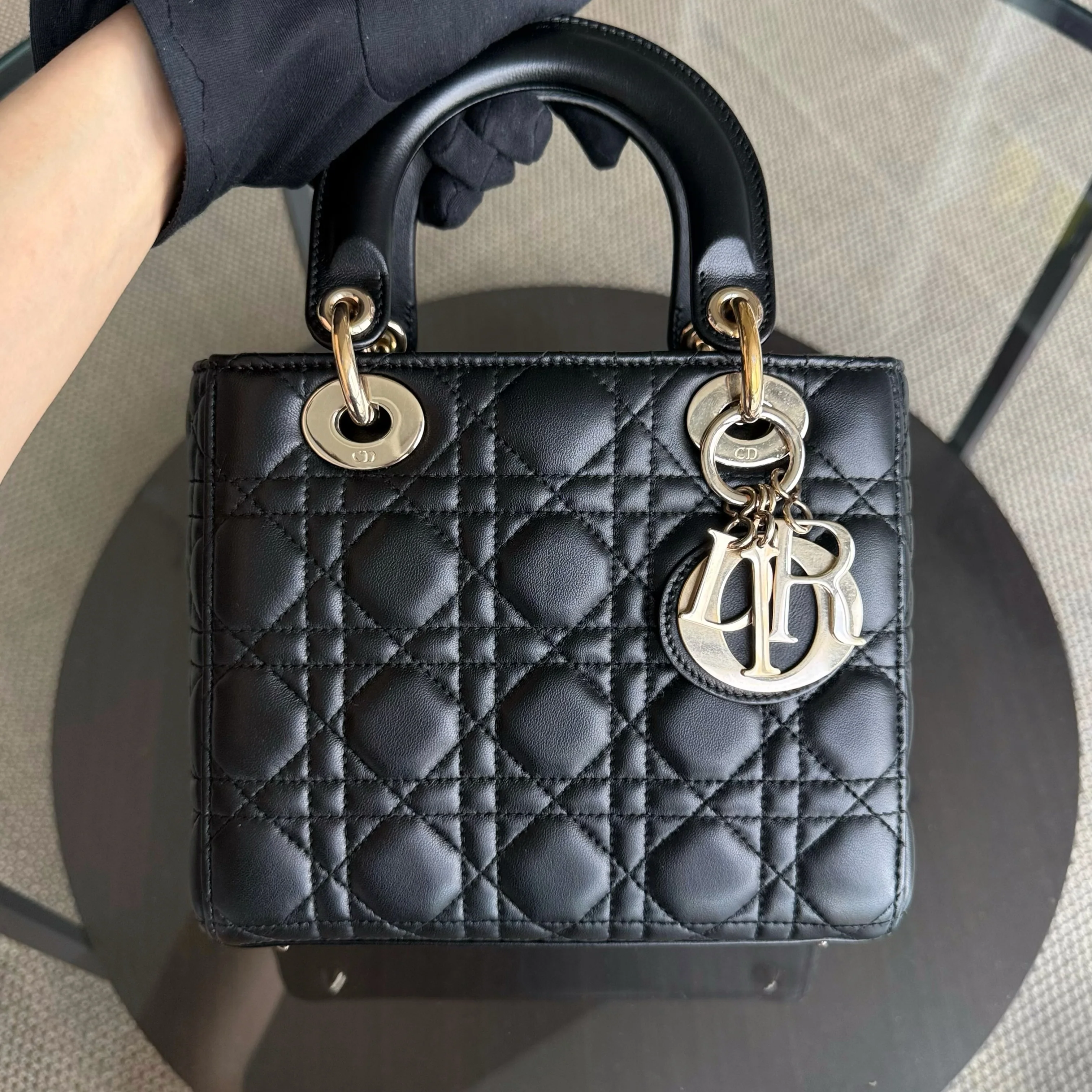 Dior Lady Small Flap - Cannage Lambskin Black Gold Hardware