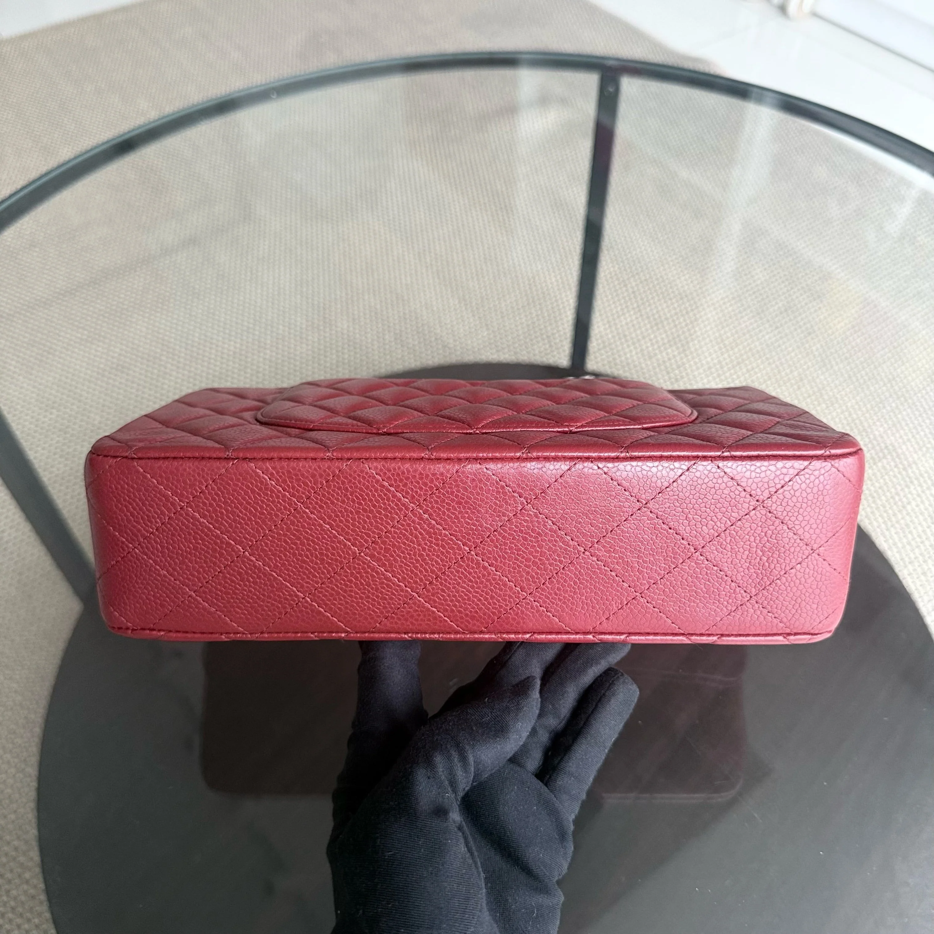 Chanel Classic Flap Medium - Caviar 25CM Quilted Grained Calfskin Dark Red Silver Hardware Series 16