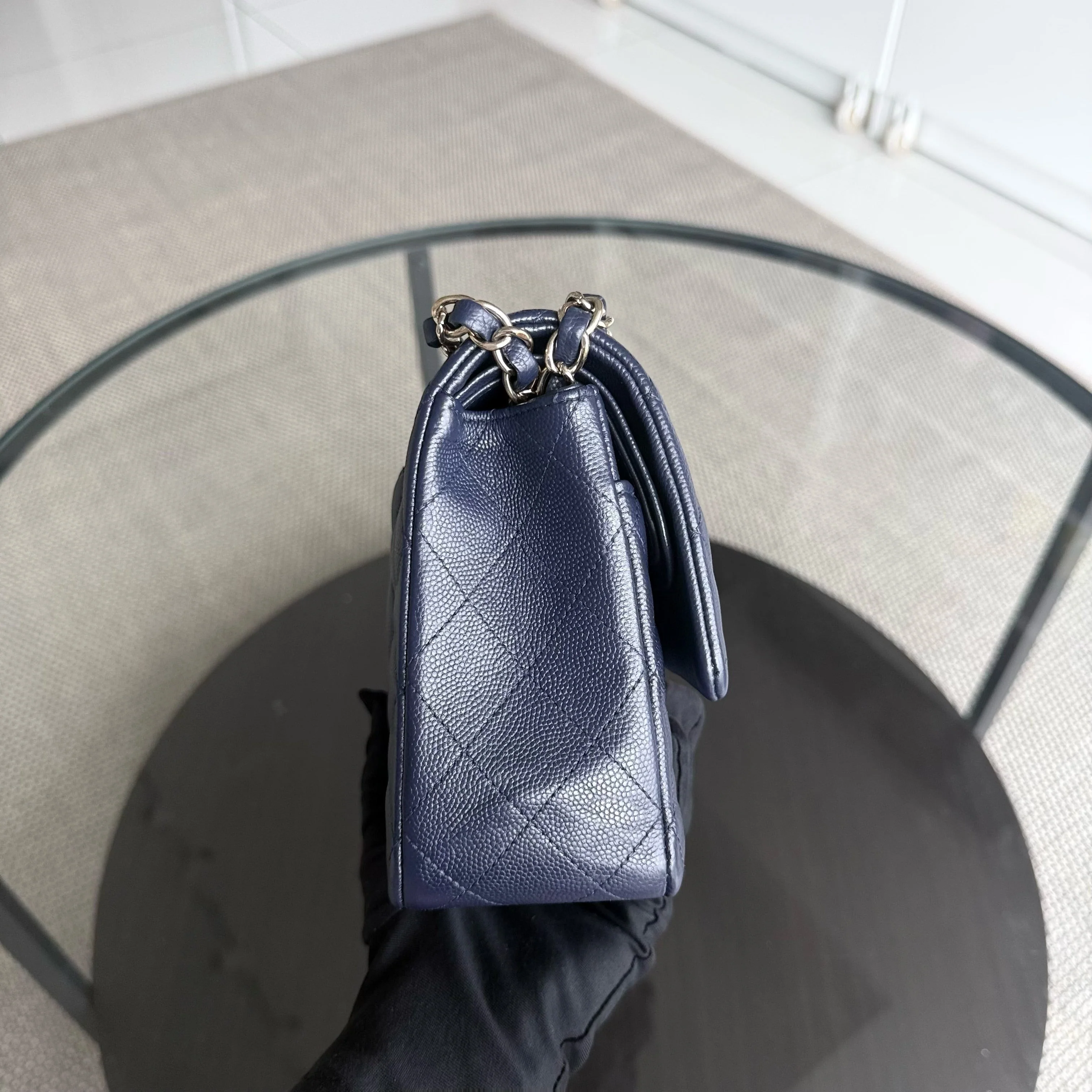 Chanel Classic Flap Medium - Caviar 25CM Quilted Dark Midnight Blue Gold Hardware Series 31