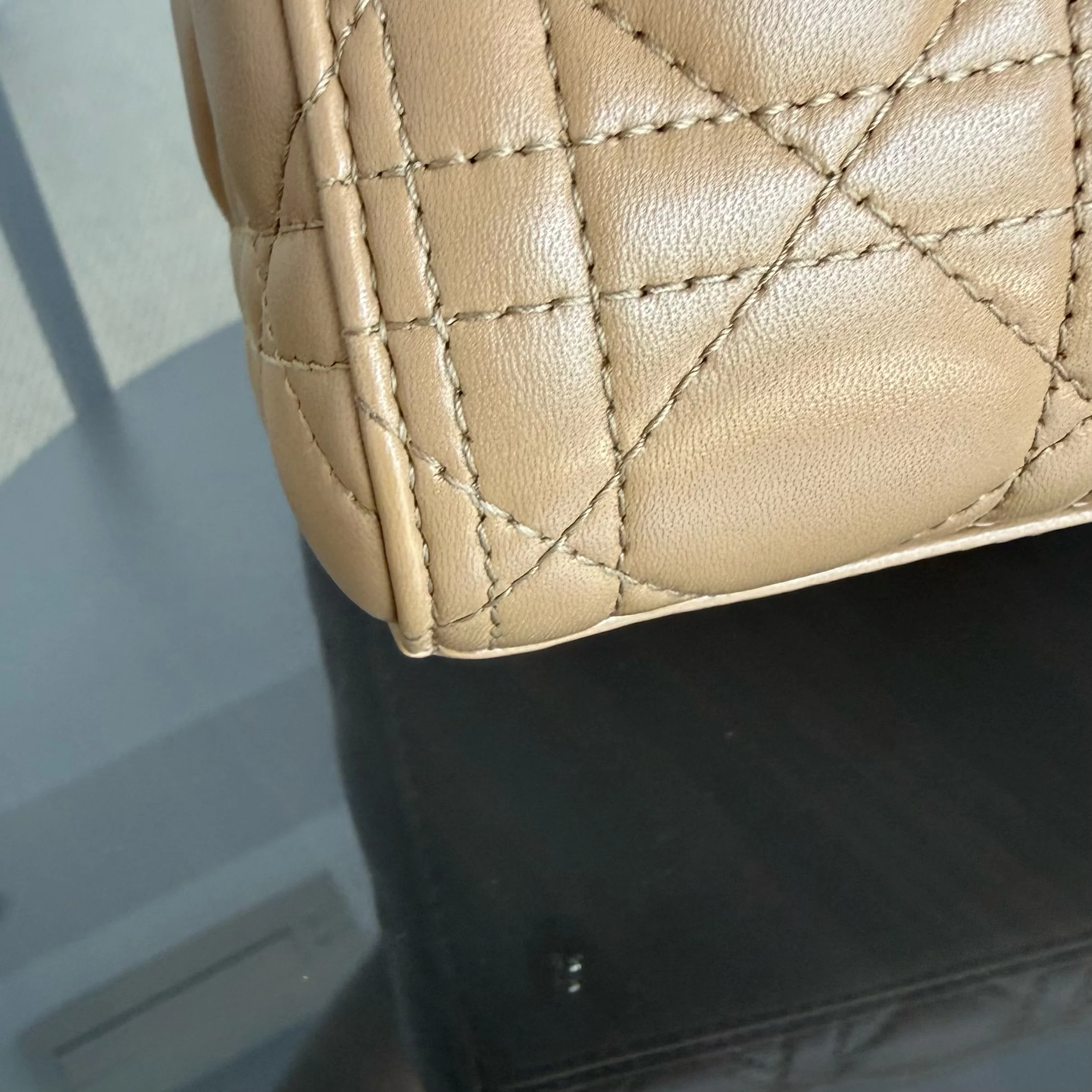 Dior Lady Medium - Cannage Lambskin Beige Brown Gold Hardware Strap