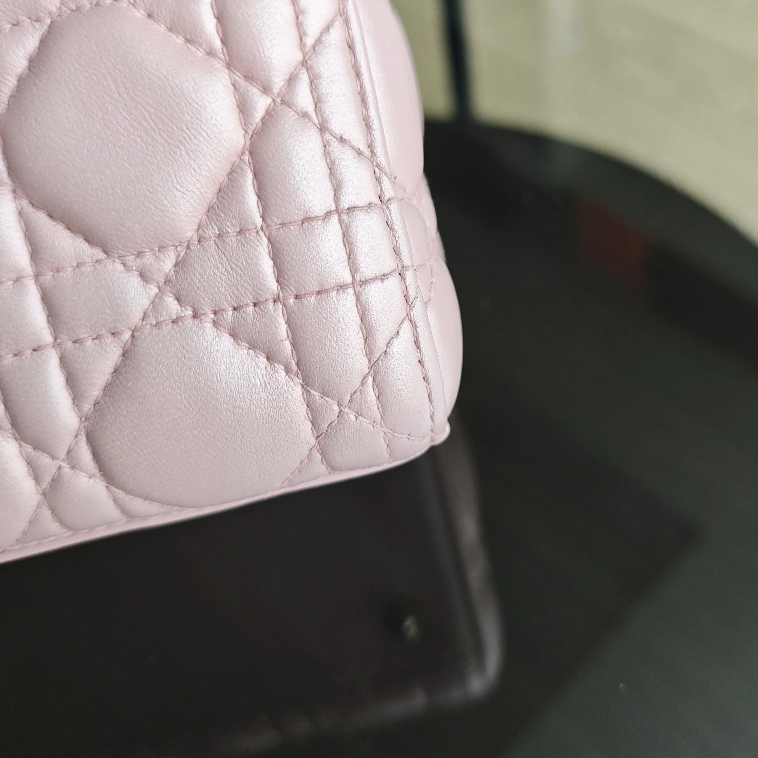 Dior Lady Medium Cannage Lambskin Light Pink Gold Hardware