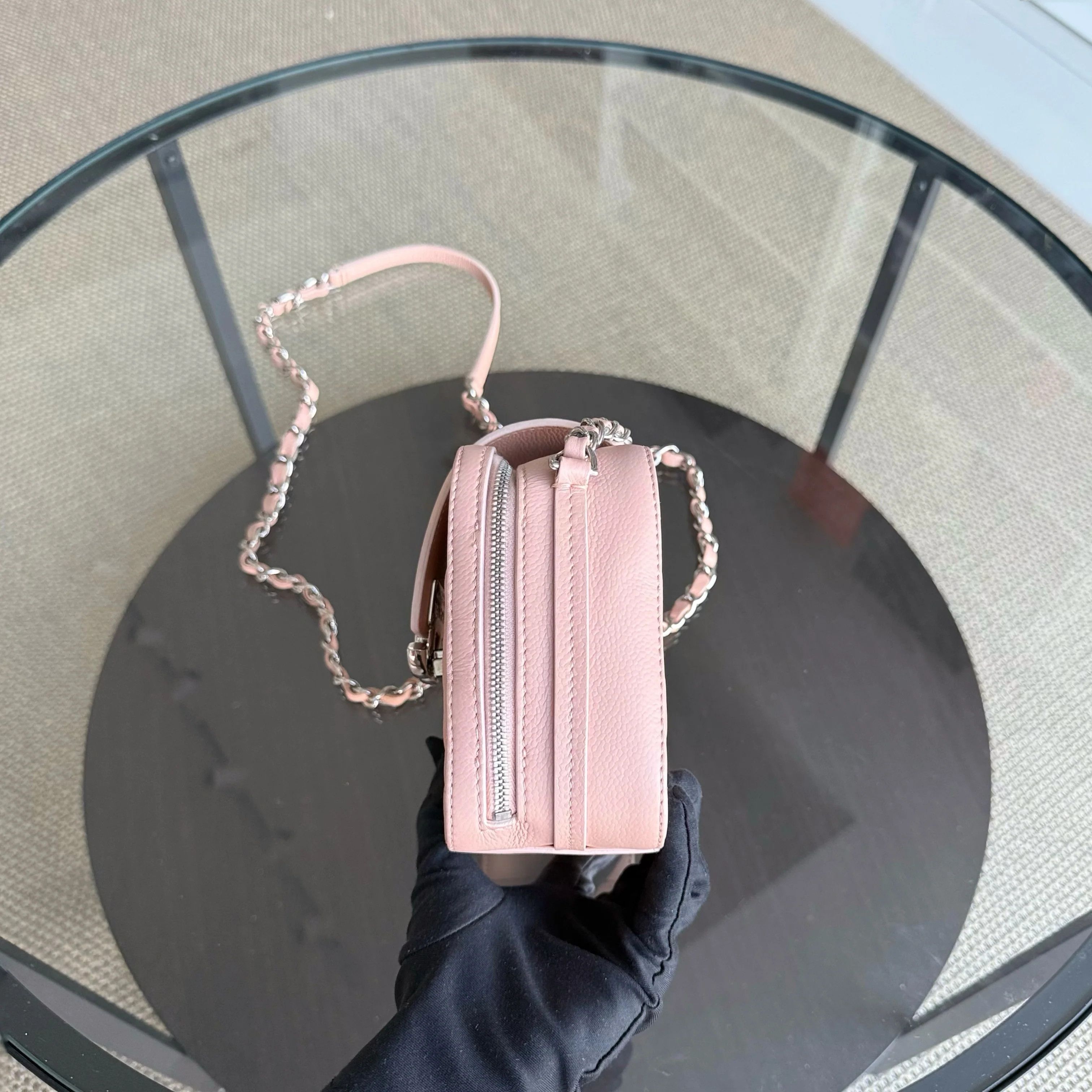 Chanel CC Box Camera Bag Small - Caviar Quilted Grained Calfskin Pink Series 24