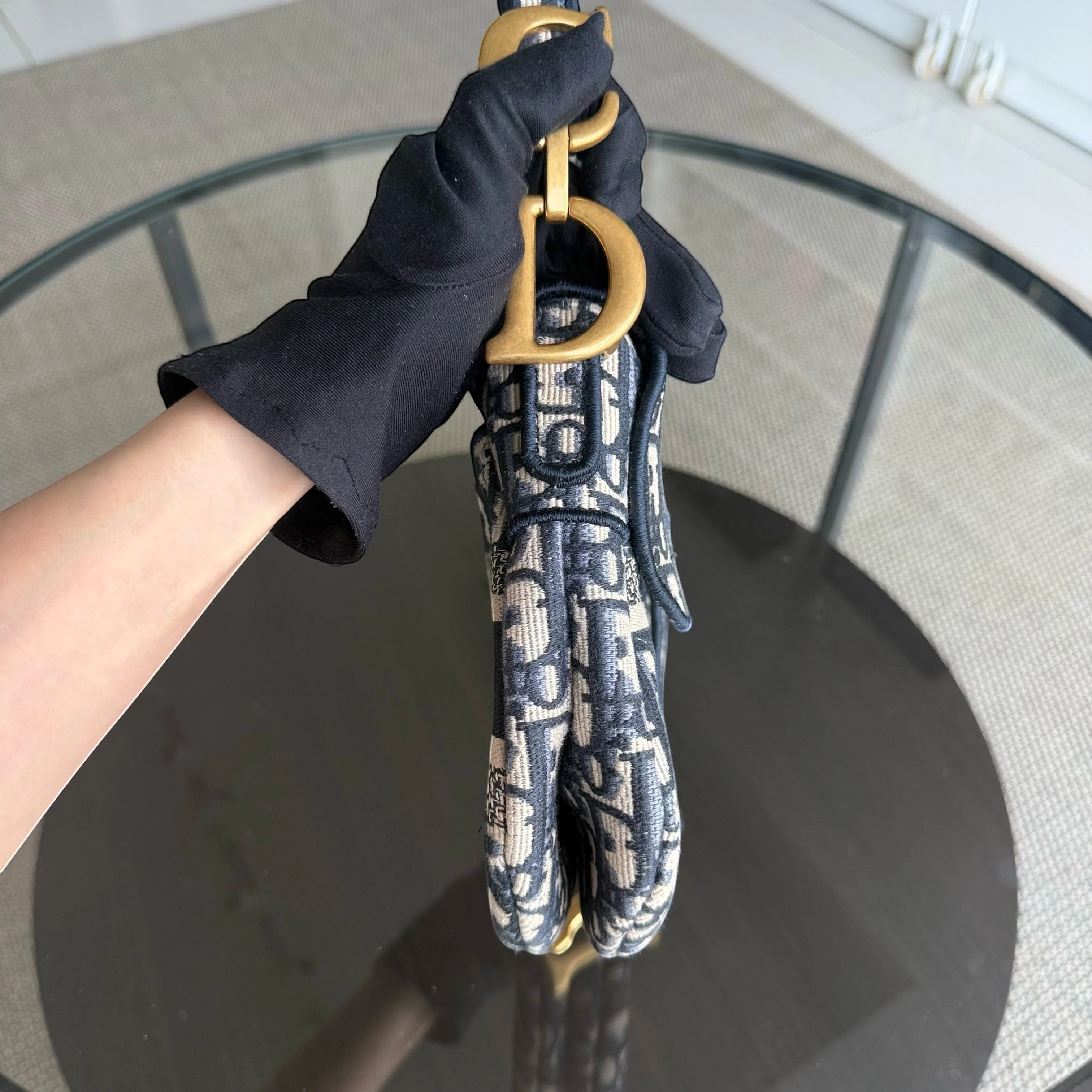 Dior Saddle Medium - Oblique Canvas Monogram Dark Blue Gold Hardware