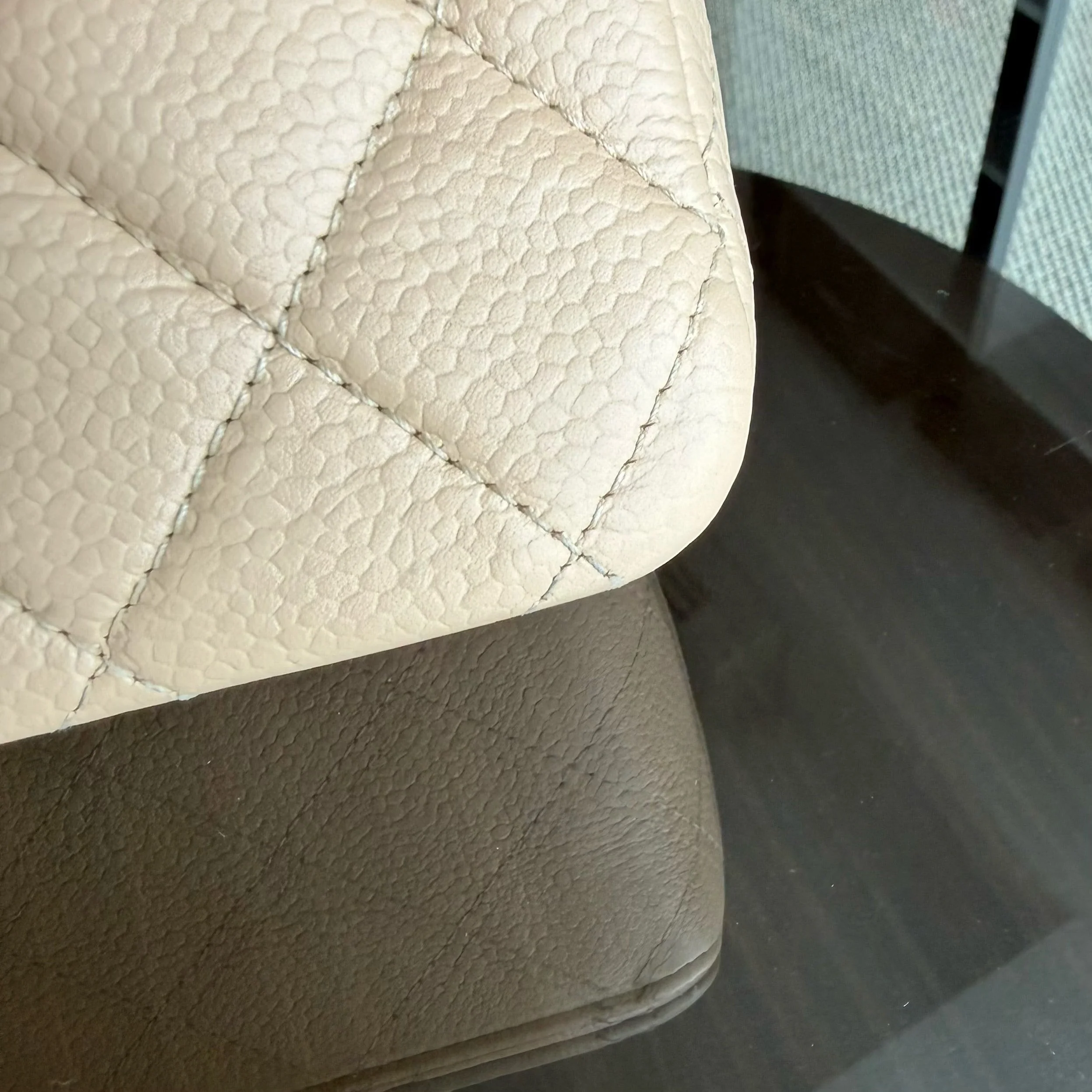 Chanel Classic Flap Medium - 25CM Quilted Caviar Beige Silver Hardware Series 12