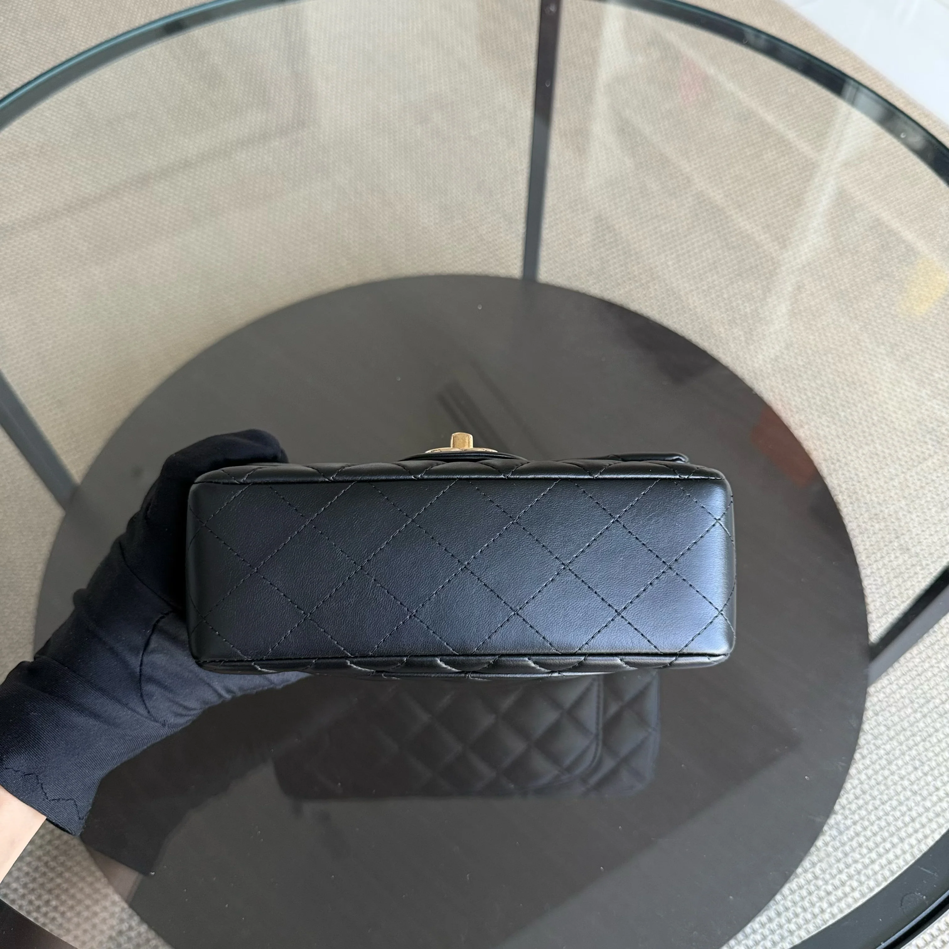Chanel Classic Flap Mini Rectangle - Quilted Lambskin Black Gold Hardware Series 23