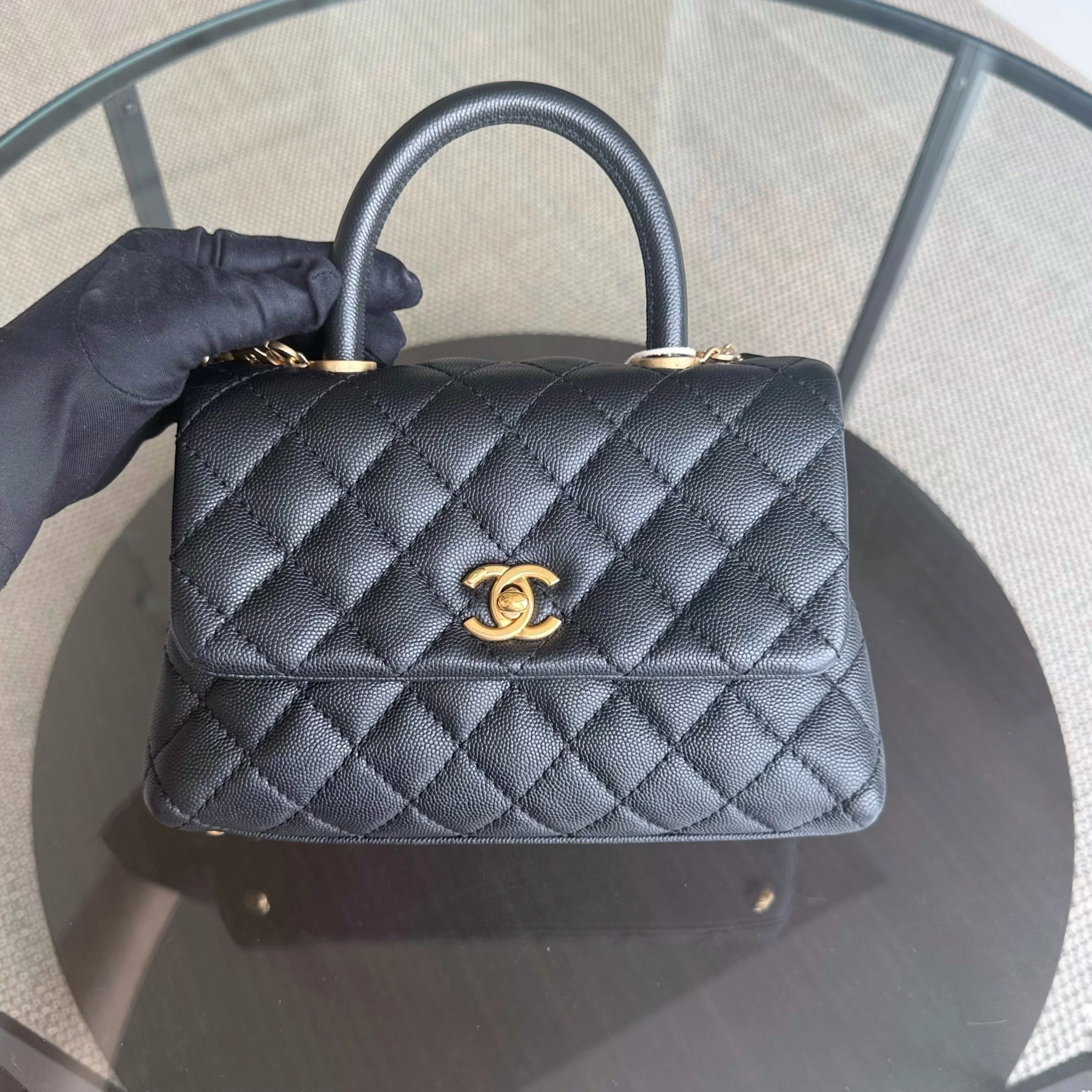 Chanel Coco Handle Small - Caviar Quilted Black Gold Hardware Series 24
