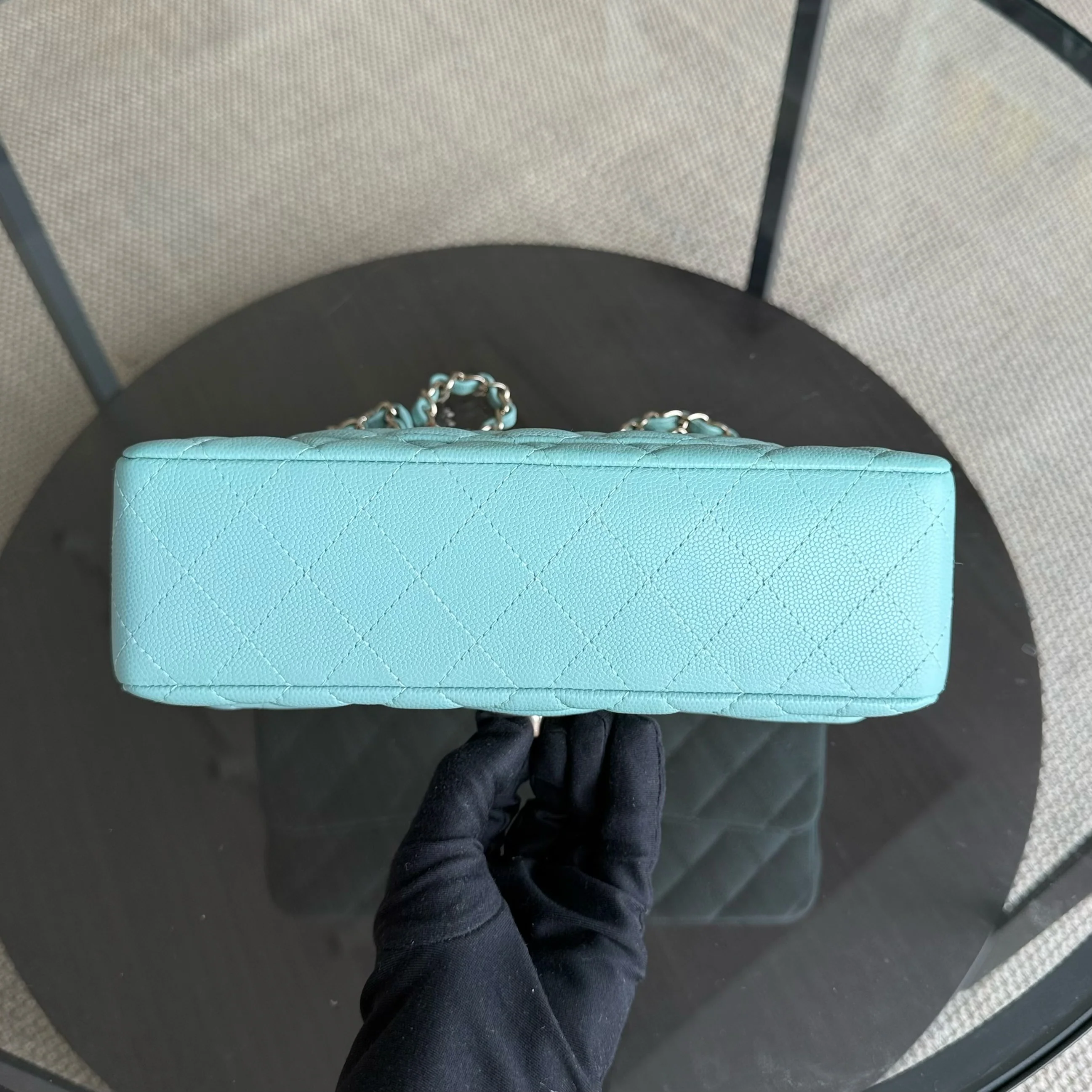 Chanel Classic Flap Small - Caviar 23CM Quilted Tiffany Blue Gold Hardware Series 29