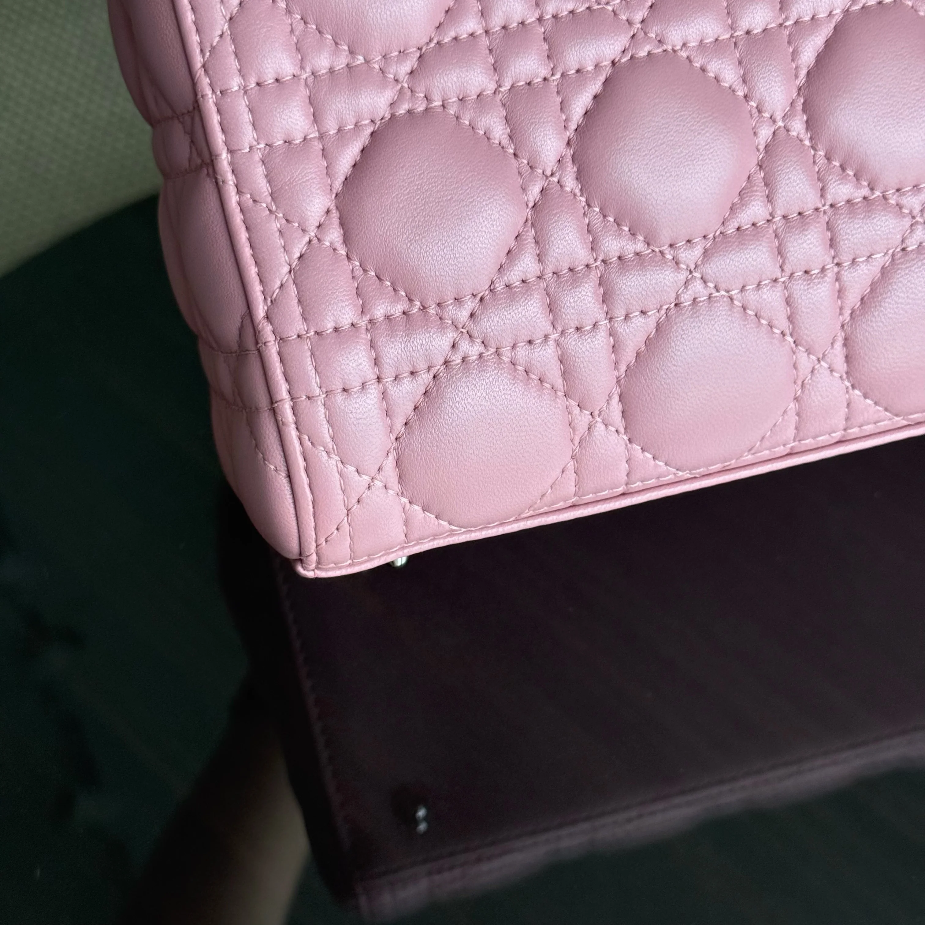 Dior Lady Medium Cannage Lambskin Pink Silver Hardware