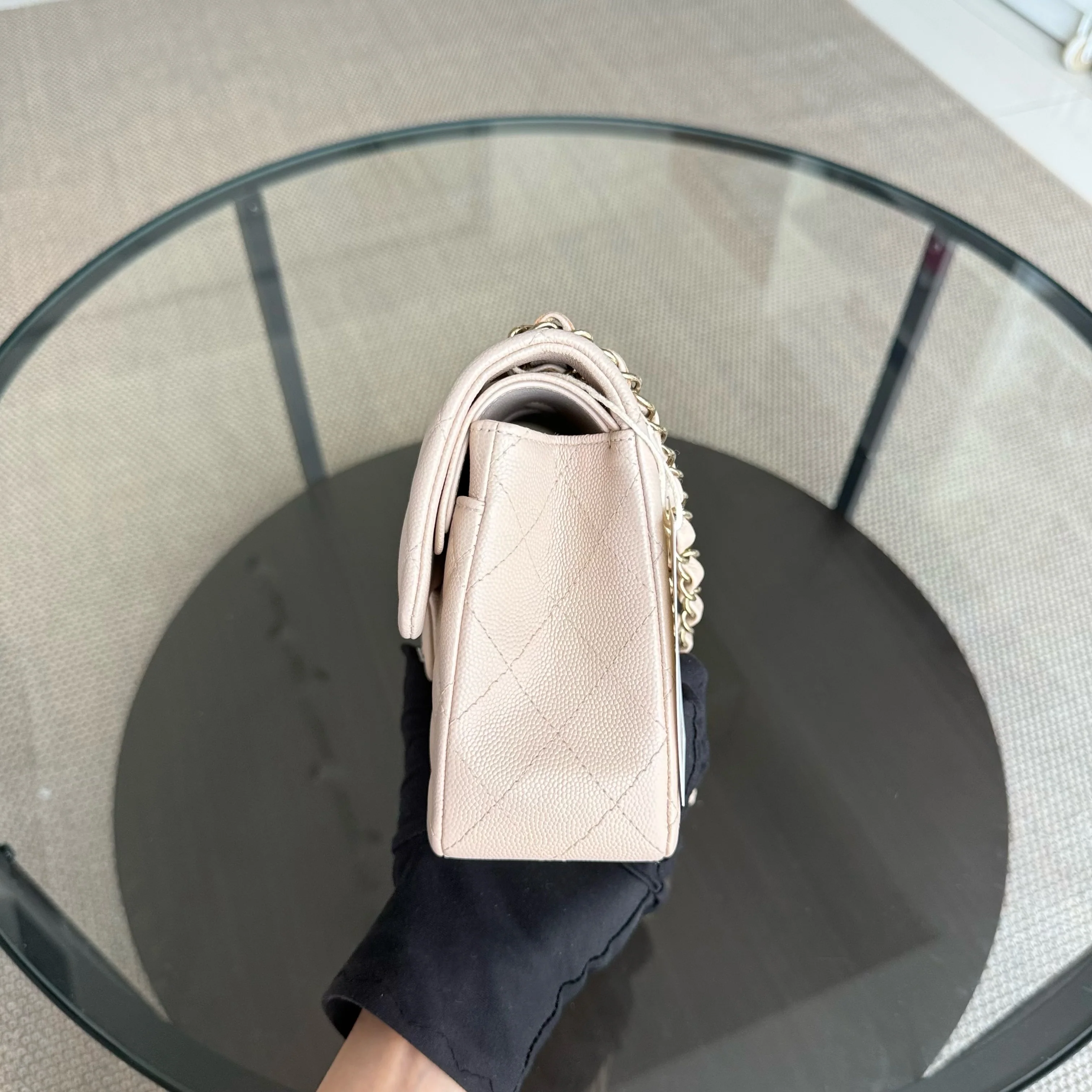 Chanel Classic Flap Small - Caviar 23CM Quilted Light Beige Gold Hardware Microchip