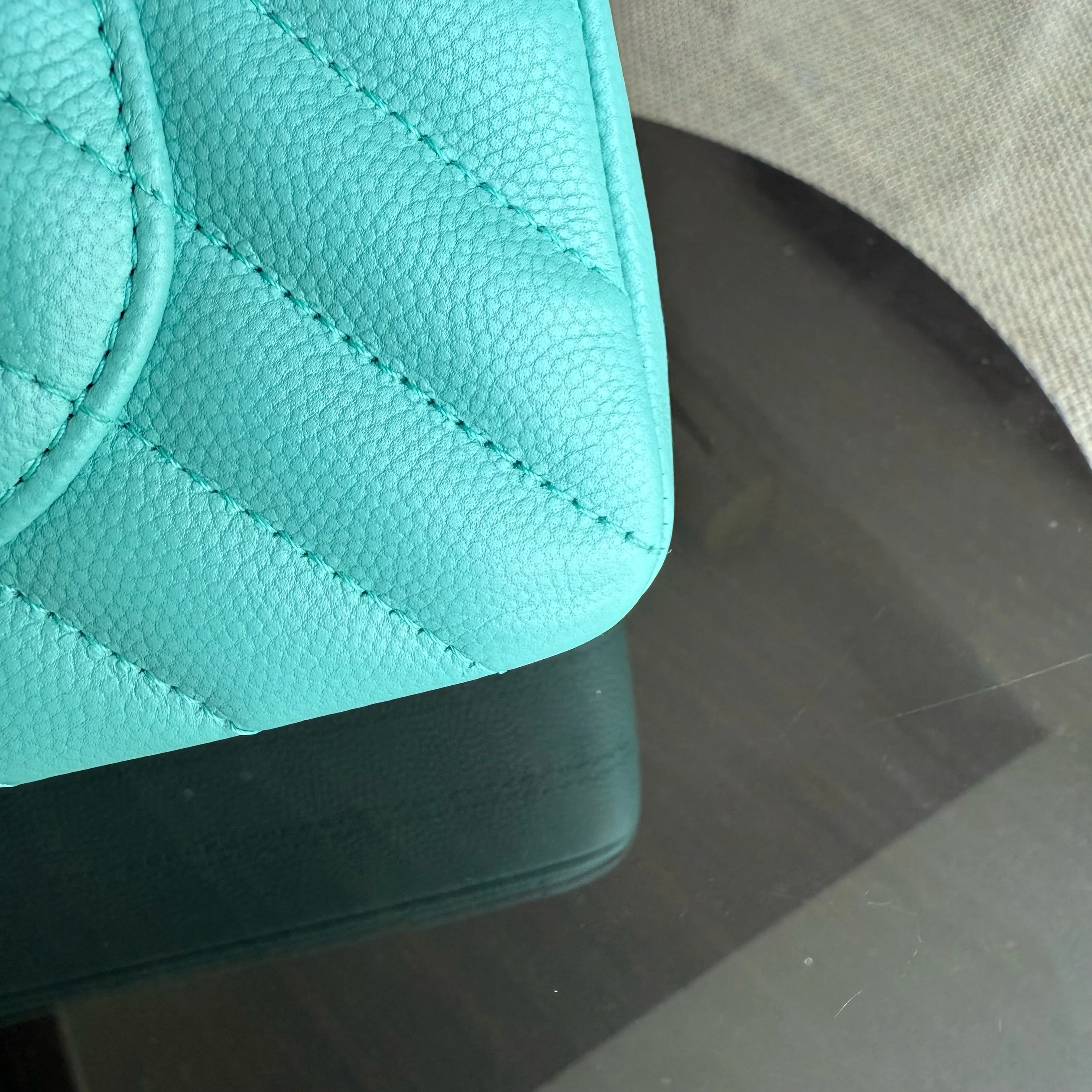 Chanel Classic Flap Small - Caviar 23CM Chevron Light Blue Tiffiny Blue Gold Hardware Series 27