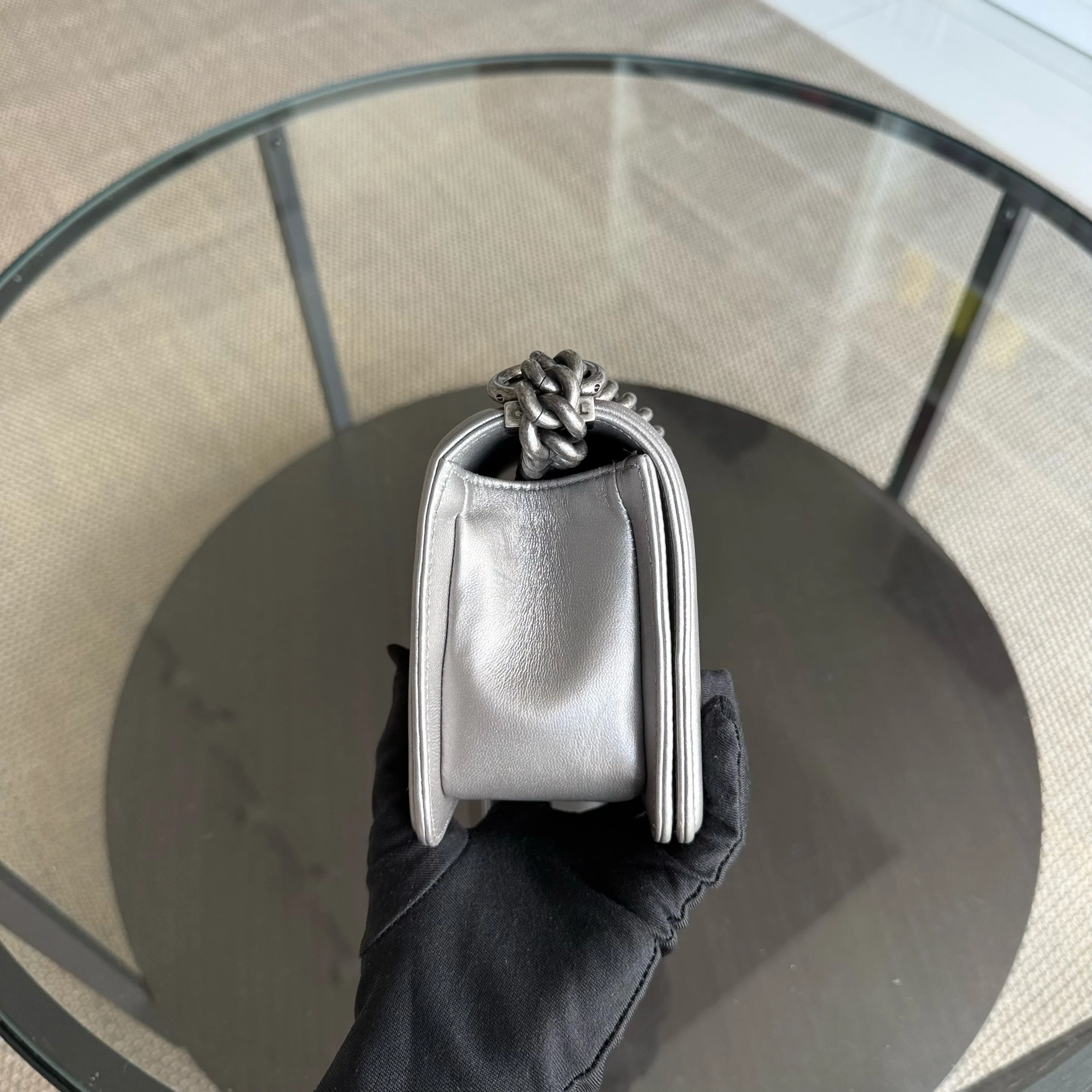 Chanel Boy Small - Stingray Gray Grey Ruthenium Silver Hardware Series 20