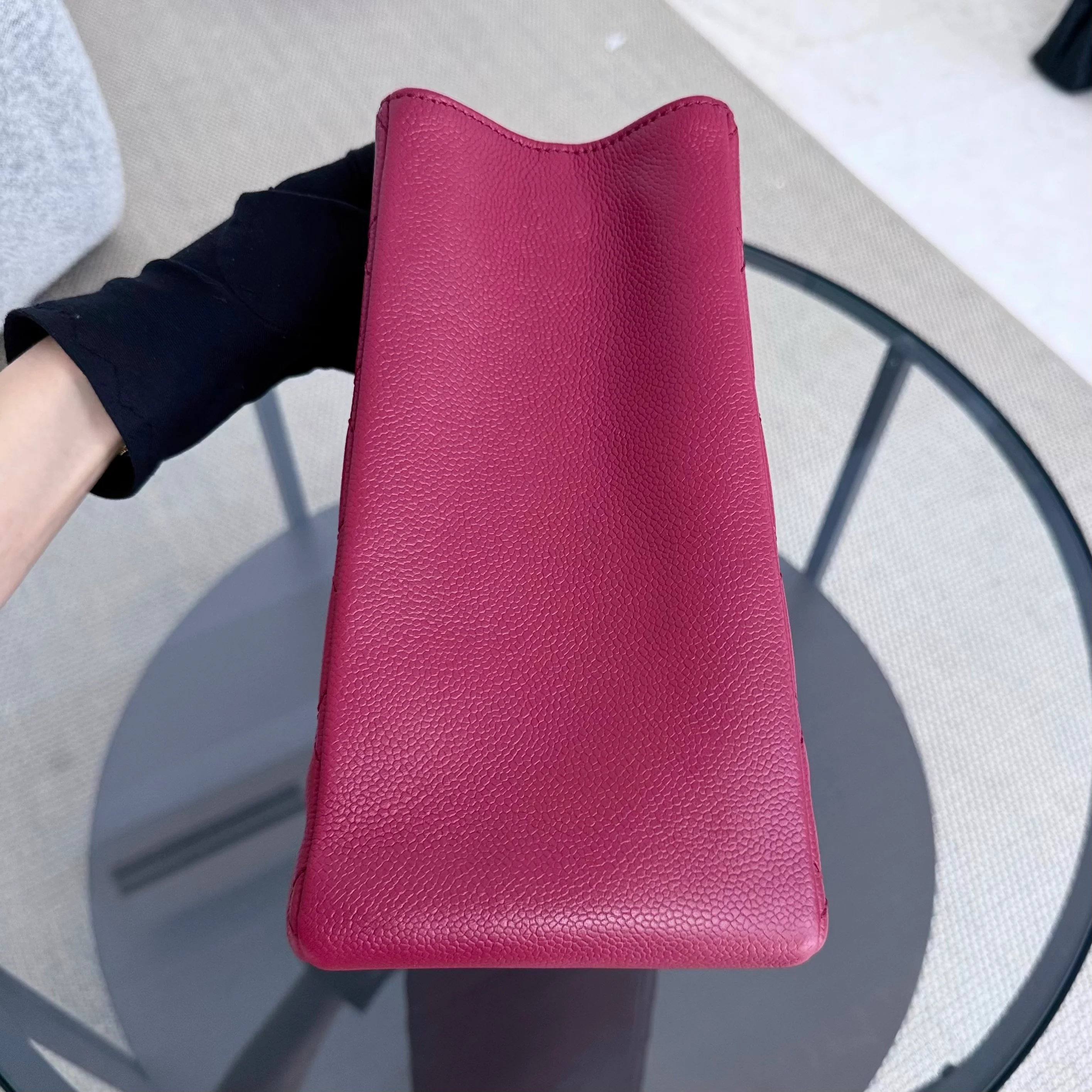 Chanel GST Grand Shopping Tote - Caviar Quilted Dark Red Silver Hardware