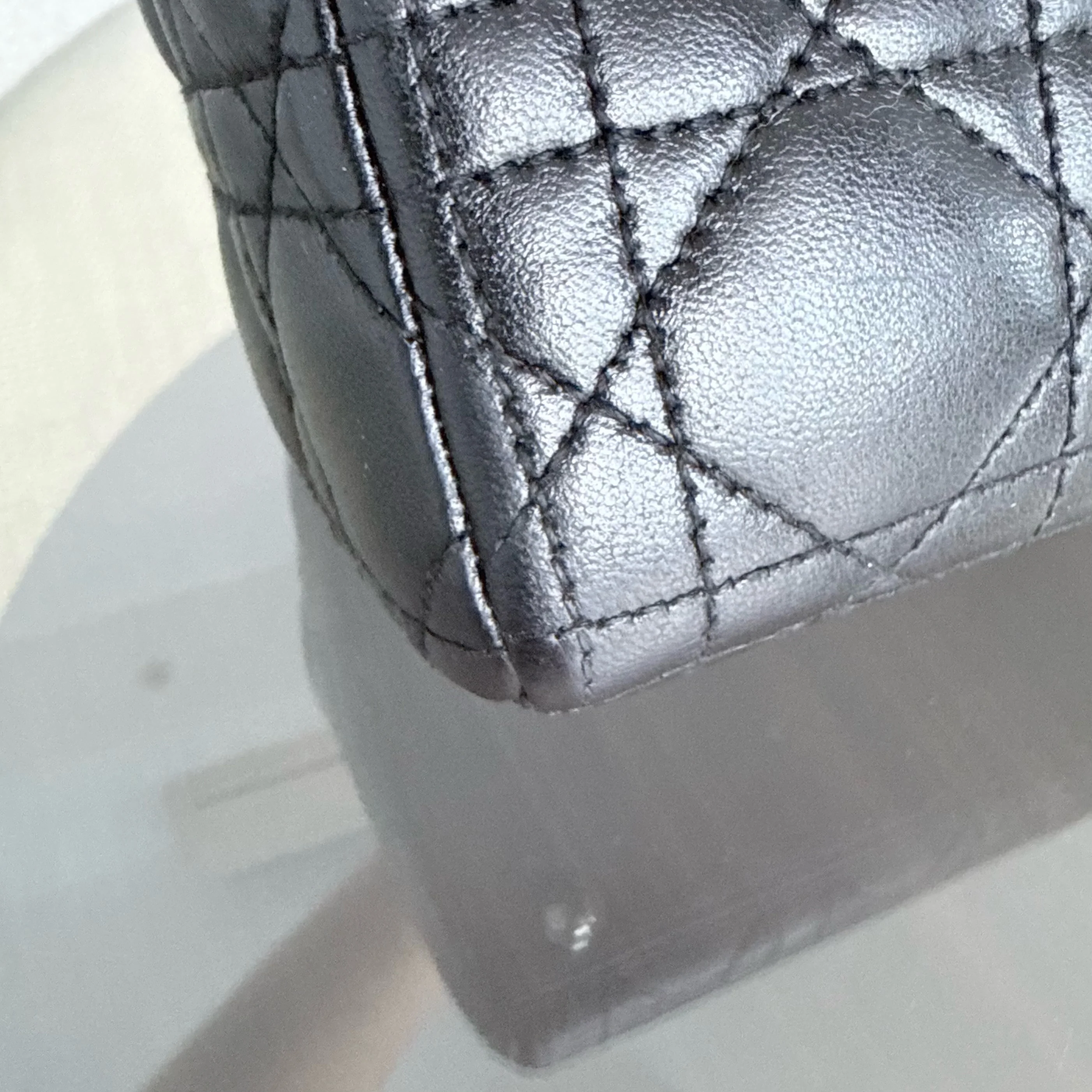 DIor Lady Large - Cannage Lambskin Black Silver Hardware NO STRAP