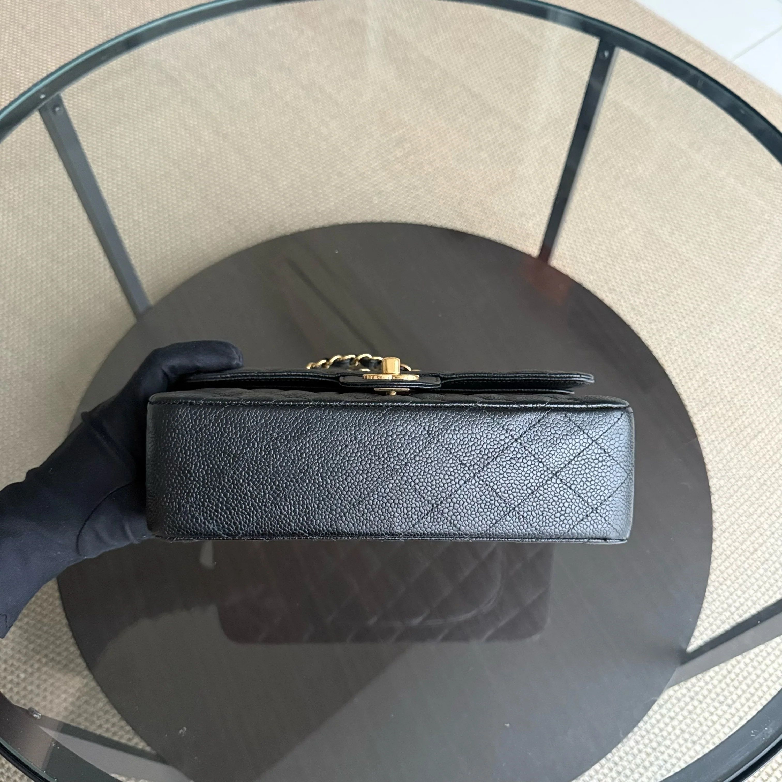 Chanel Classic Flap Small - Caviar 23CM Quilted Grained Calfskin Black Gold Hardware Series 24