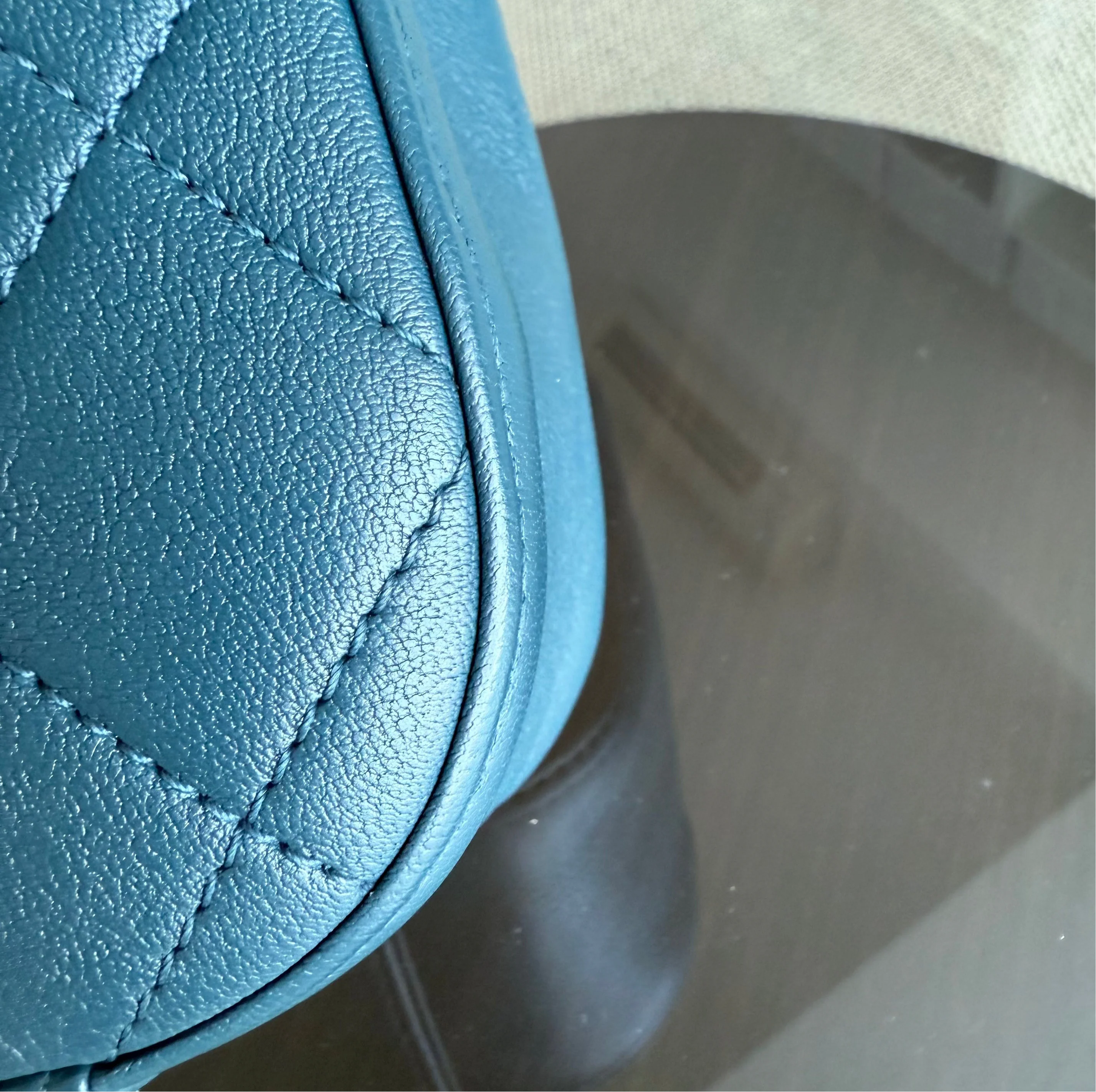 Chanel 19 Bag Flap - C19 With Top Handle Quilted Lambskin Navy Blue Gold Hardware Series 28