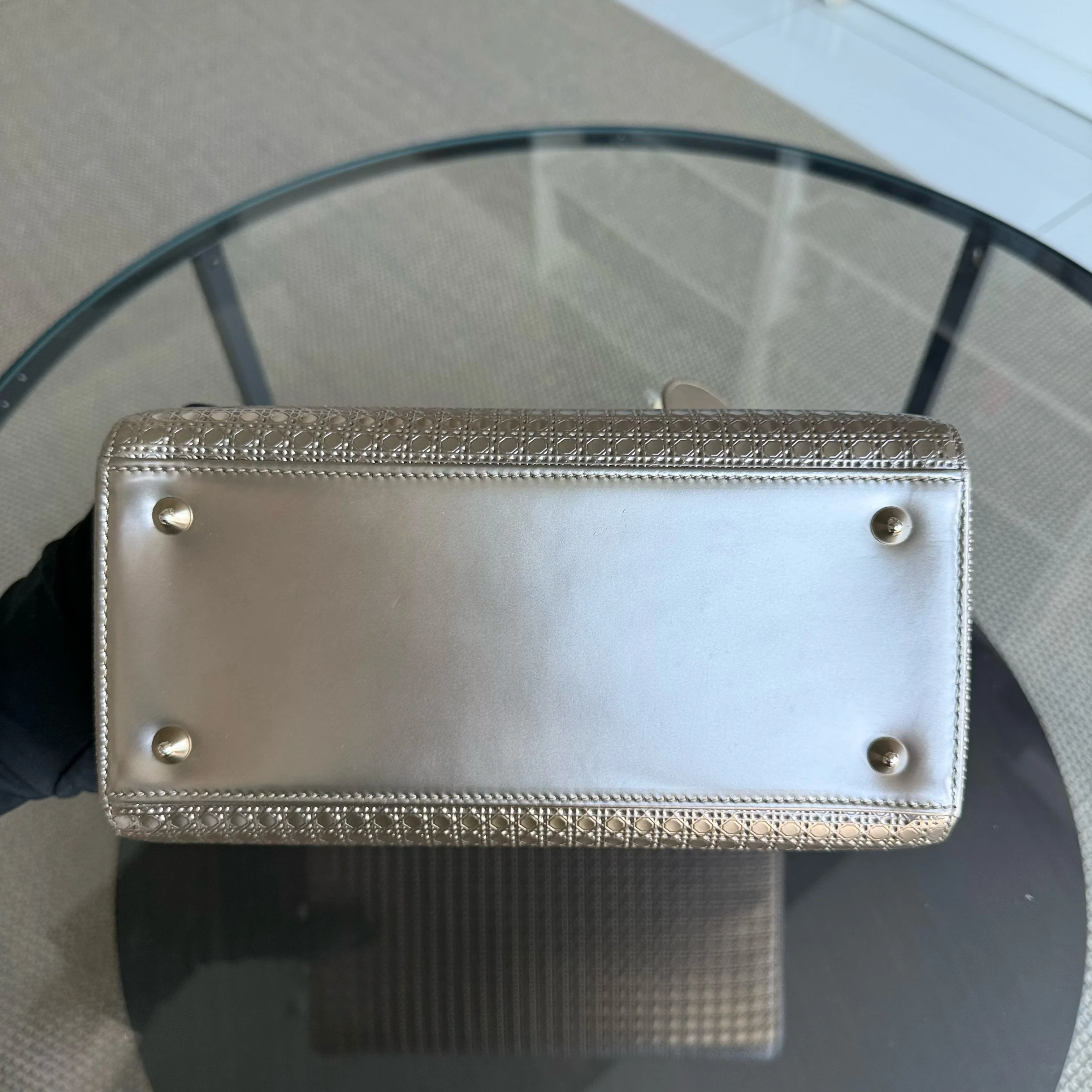 Dior Lady Medium - Micro-Cannage Metalllic Gold Hardware