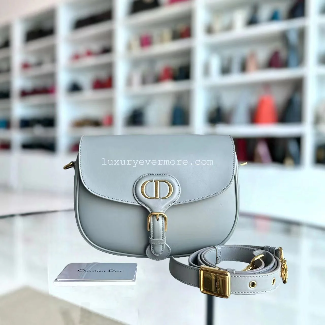 Dior Bobby Medium - Smooth Calfskin Grey Gray Golden Hardware